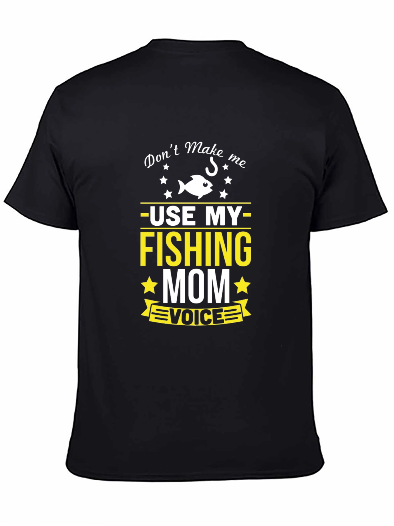 Black Funny Fishing Mom T-Shirt view 4