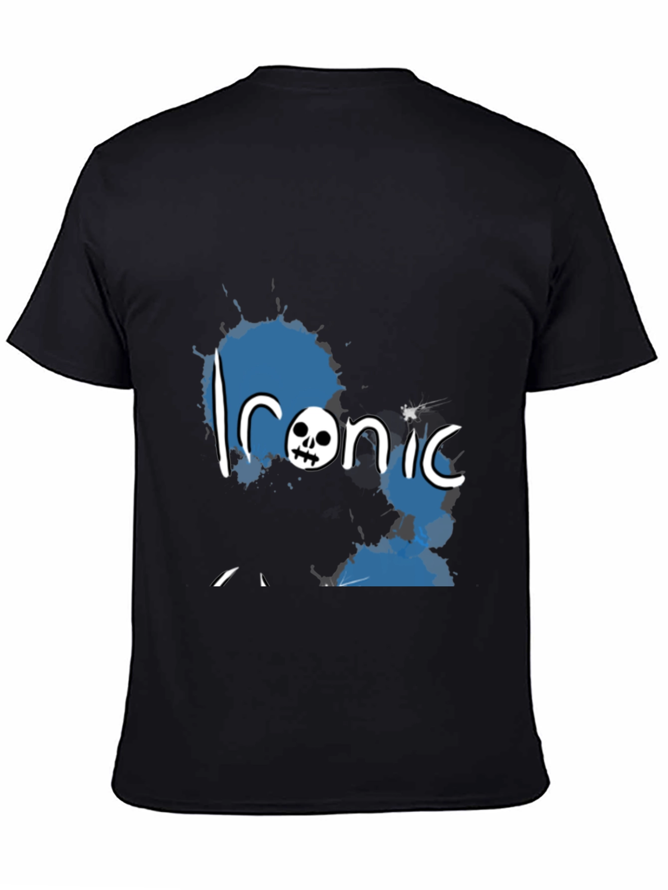 Black Ironic Skull Graphic Black T-Shirt view 4