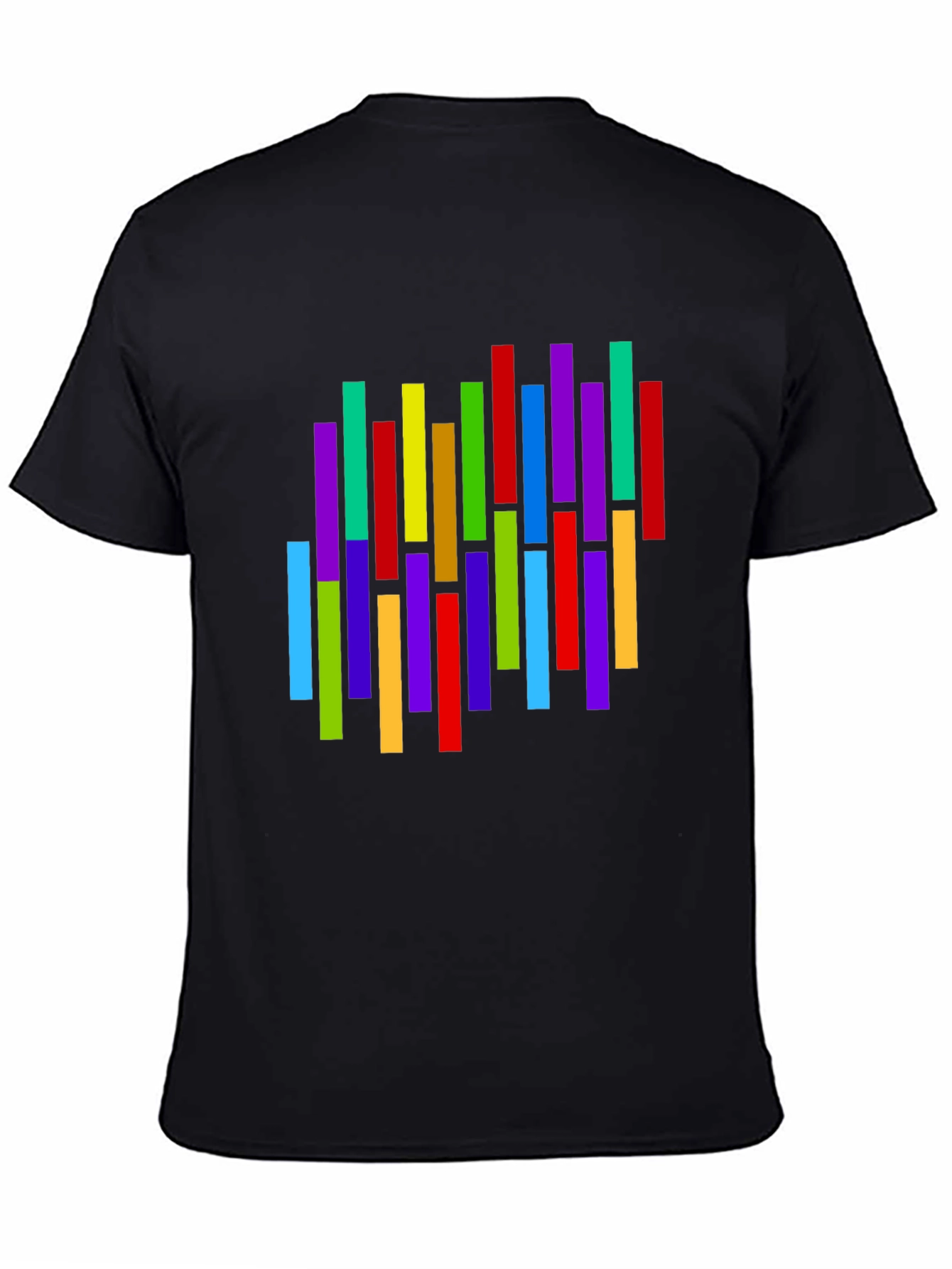 Black Colorful Vertical Stripes Graphic T-Shirt view 4