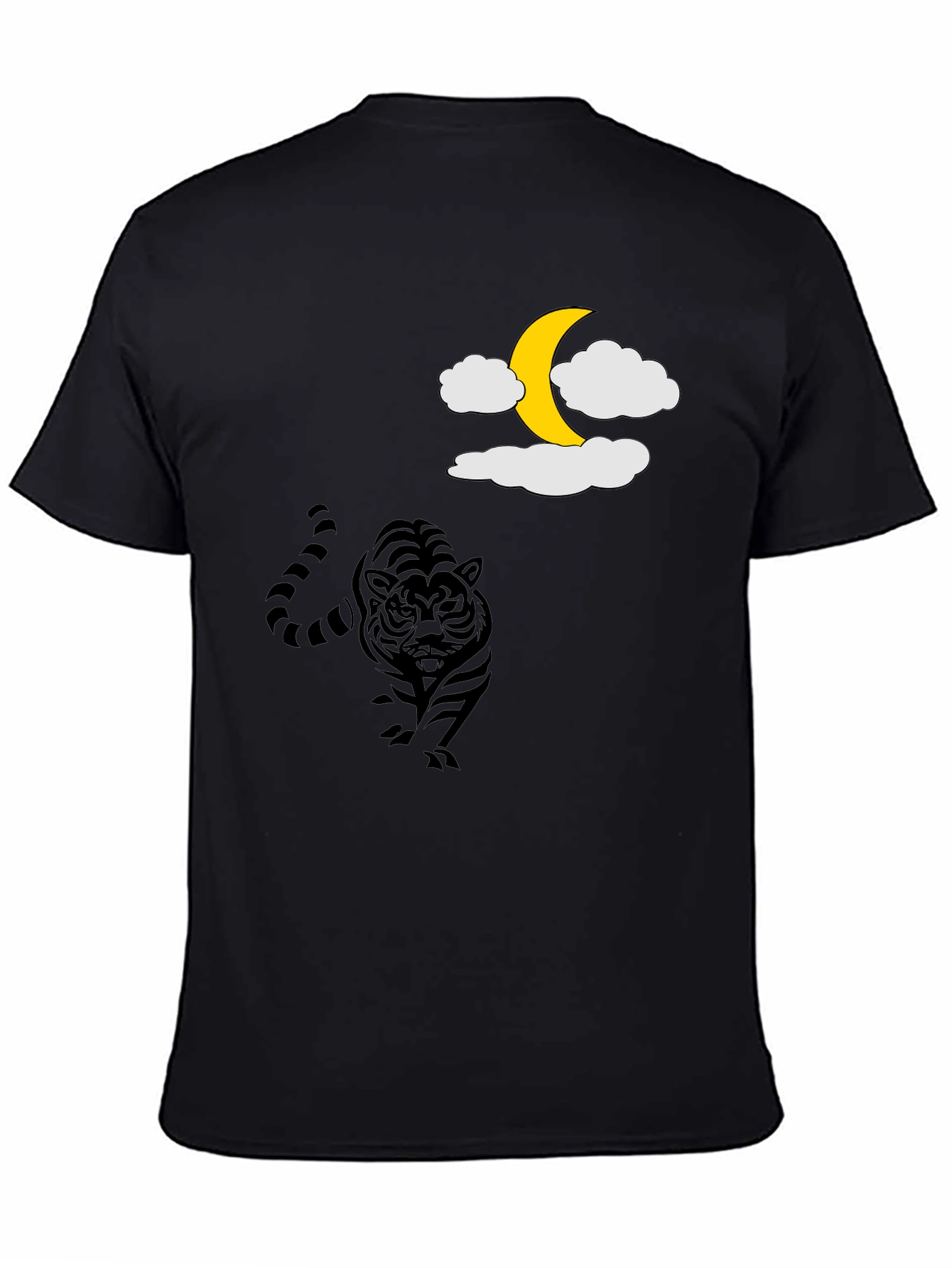 Black Tiger Moon Graphic Tee - Black Cotton T-Shirt view 4