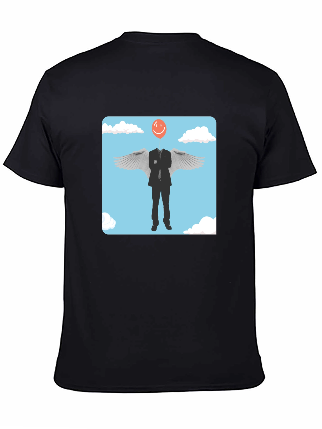 Black Smiling Balloon Angel Graphic Tee view 4