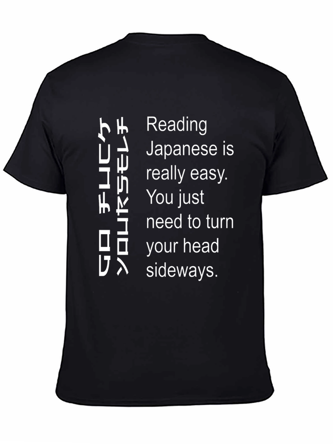 Black Funny Japanese Reading T-Shirt view 4