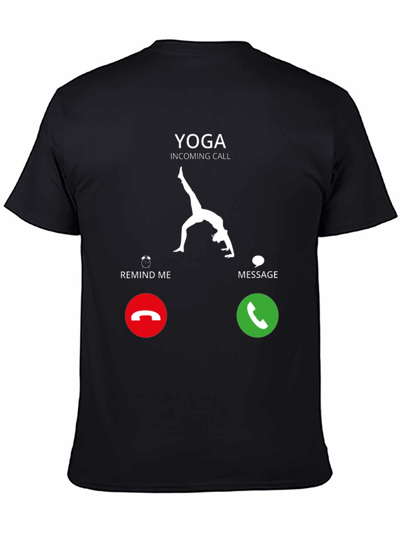 Black Yoga Incoming Call Funny Graphic T-Shirt view 4