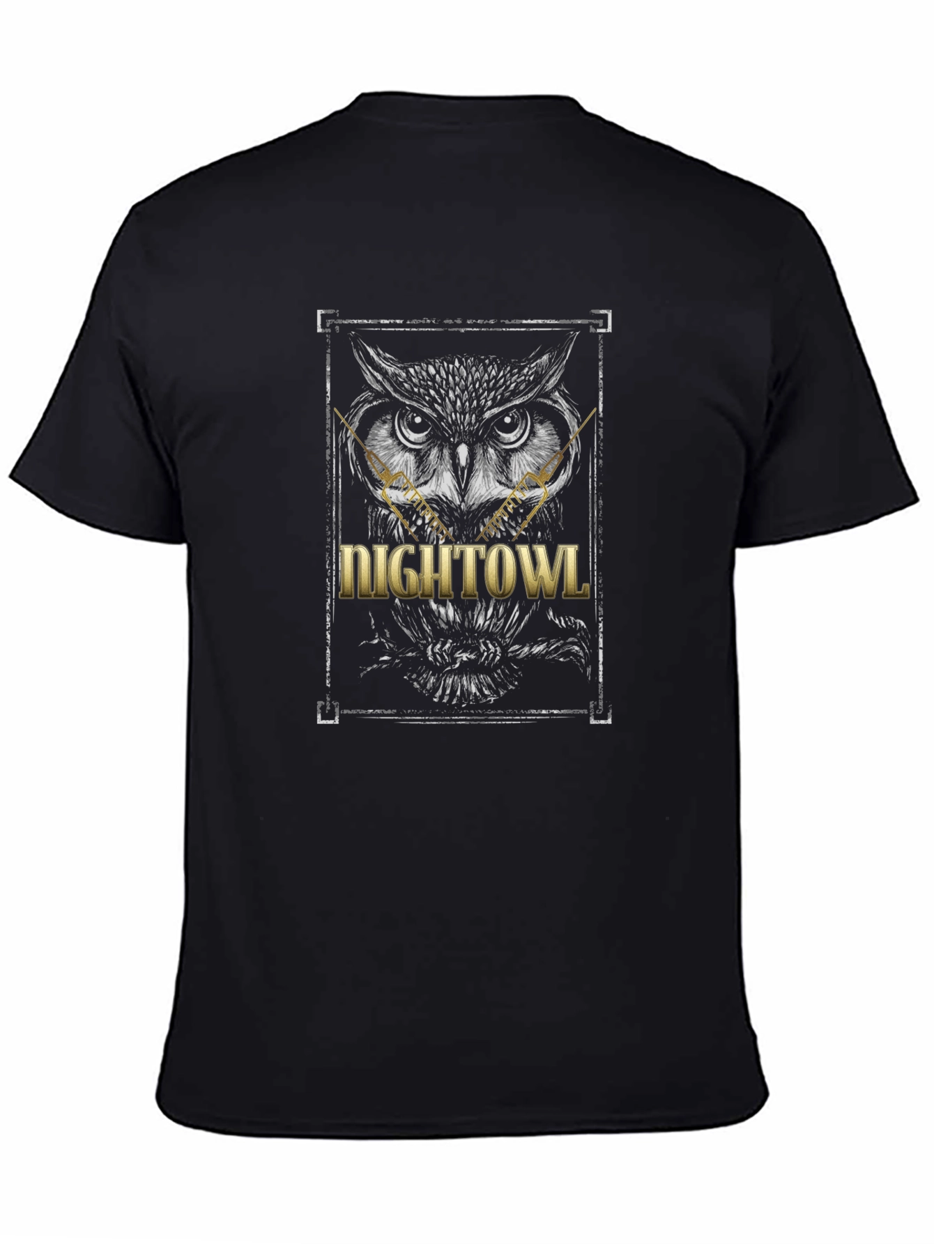 Black Night Owl Graphic T-Shirt - Men's Black Tee view 4