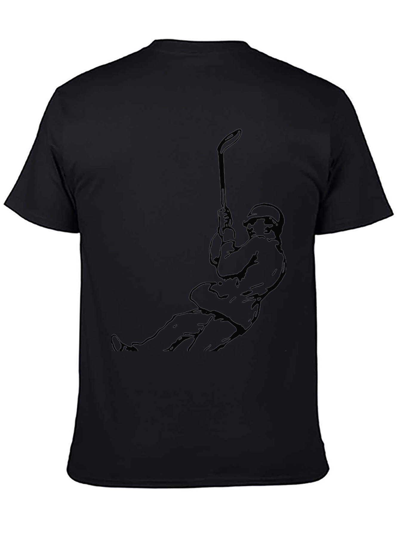 Black Golfer Swing Graphic Tee - Classic Black Cotton T-Shirt view 4