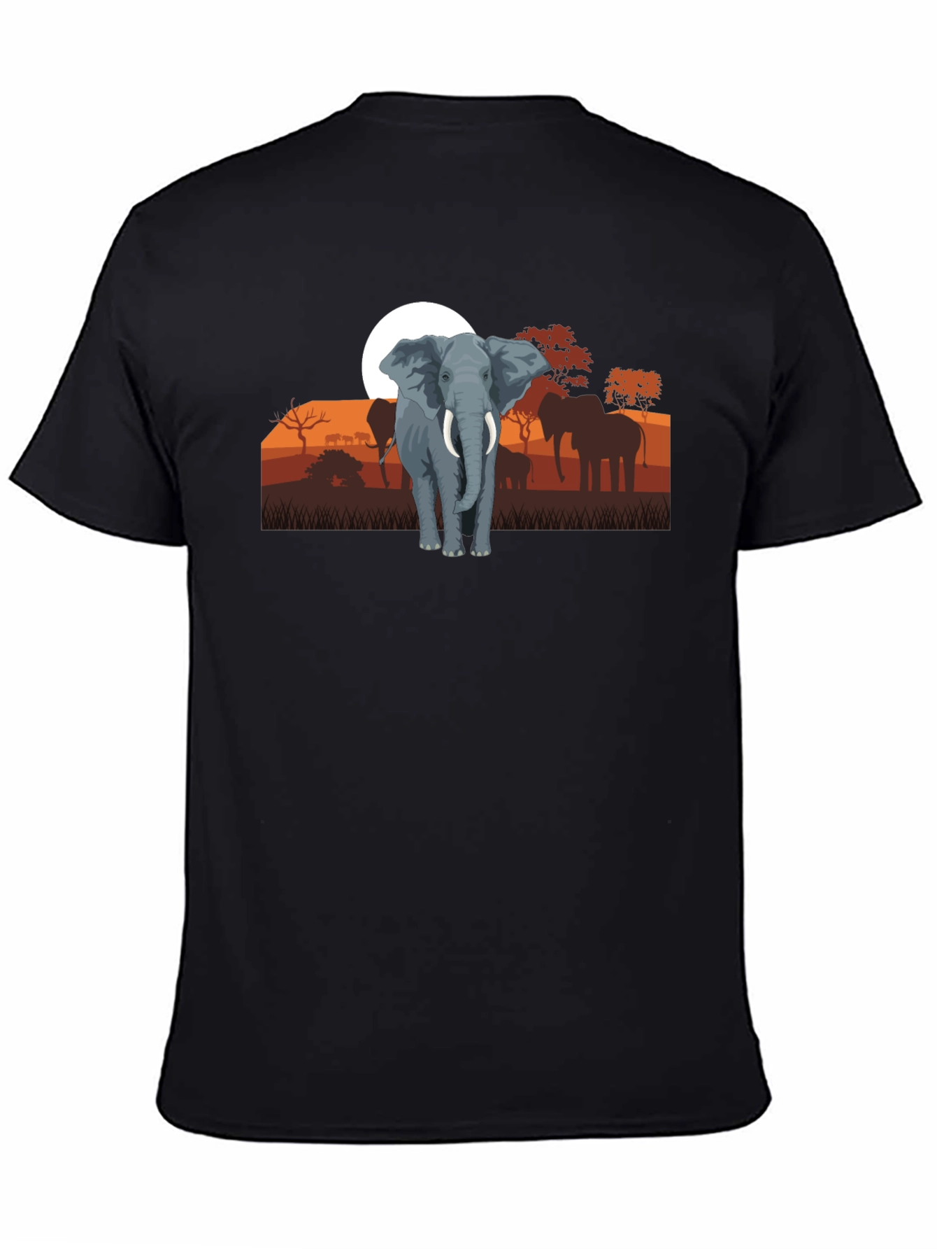 Black Elephant Sunset Graphic Tee - Wildlife Shirt view 4