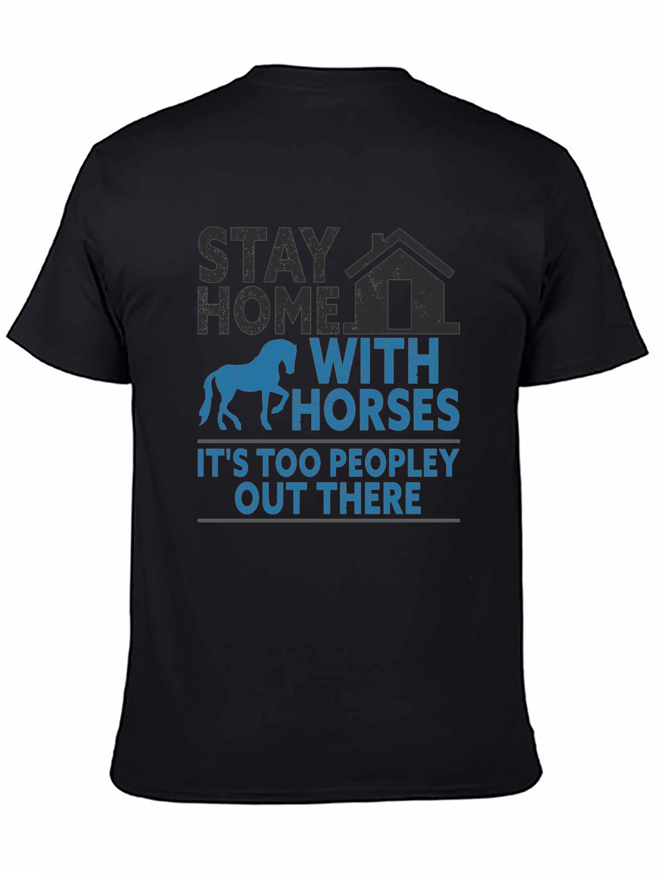 Black Stay Home With Horses T-Shirt view 4