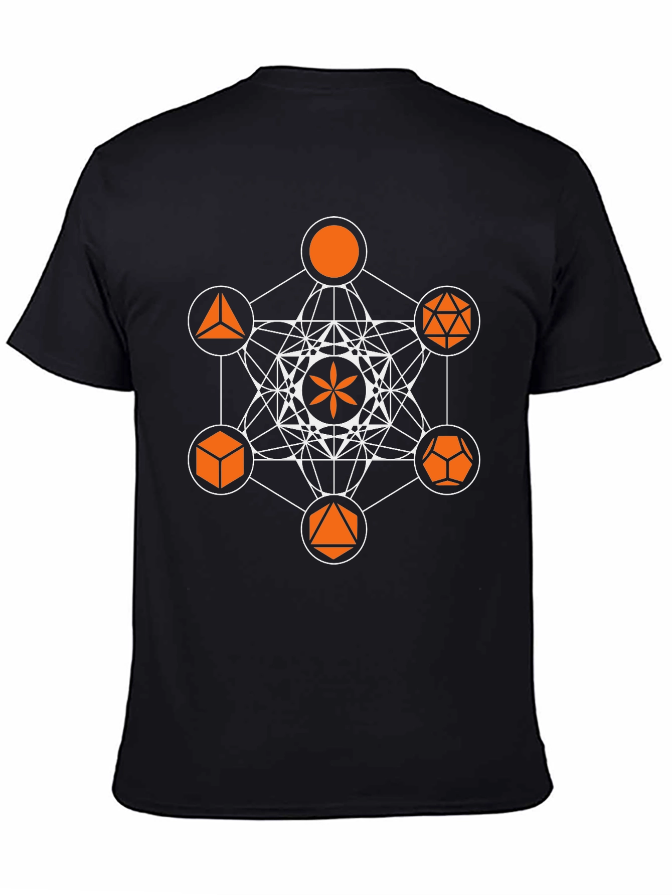 Black Metatron's Cube Graphic Print Black T-Shirt view 4