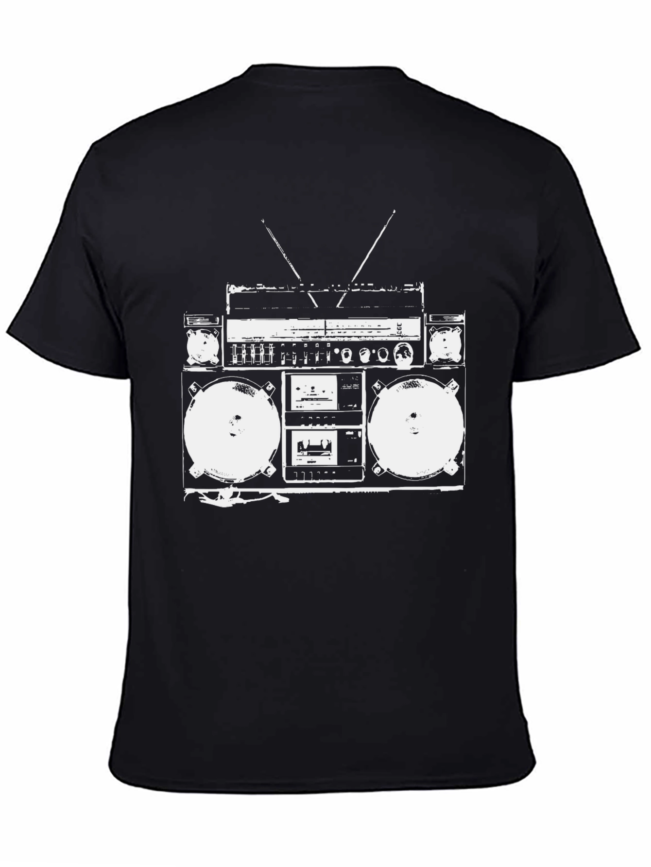 Black Retro Boombox Graphic Tee - Classic Hip Hop Style view 4