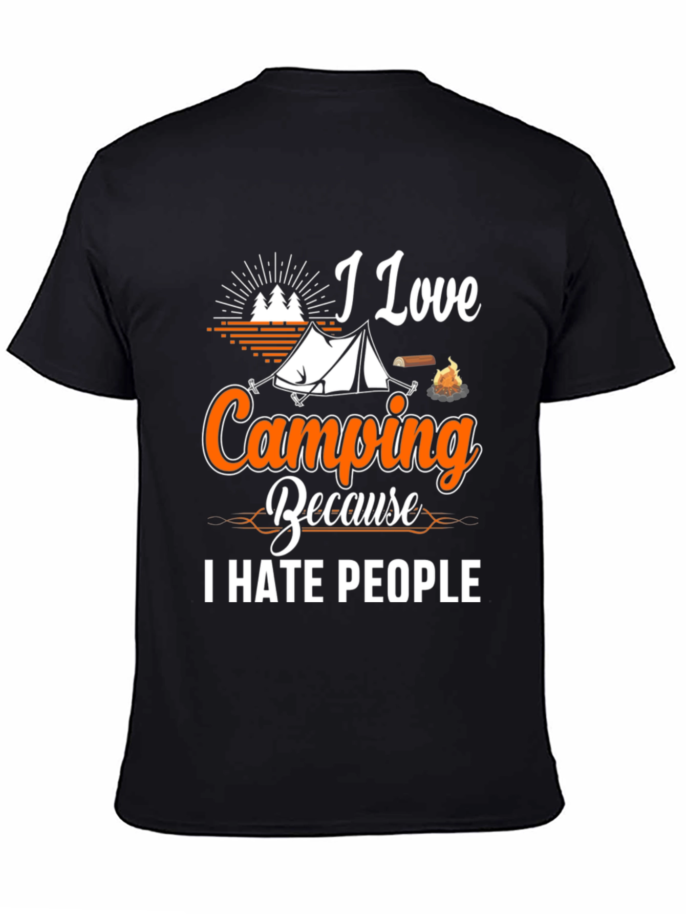 Black Camping Humor Graphic Tee - I Love Camping, I Hate People T-Shirt view 4