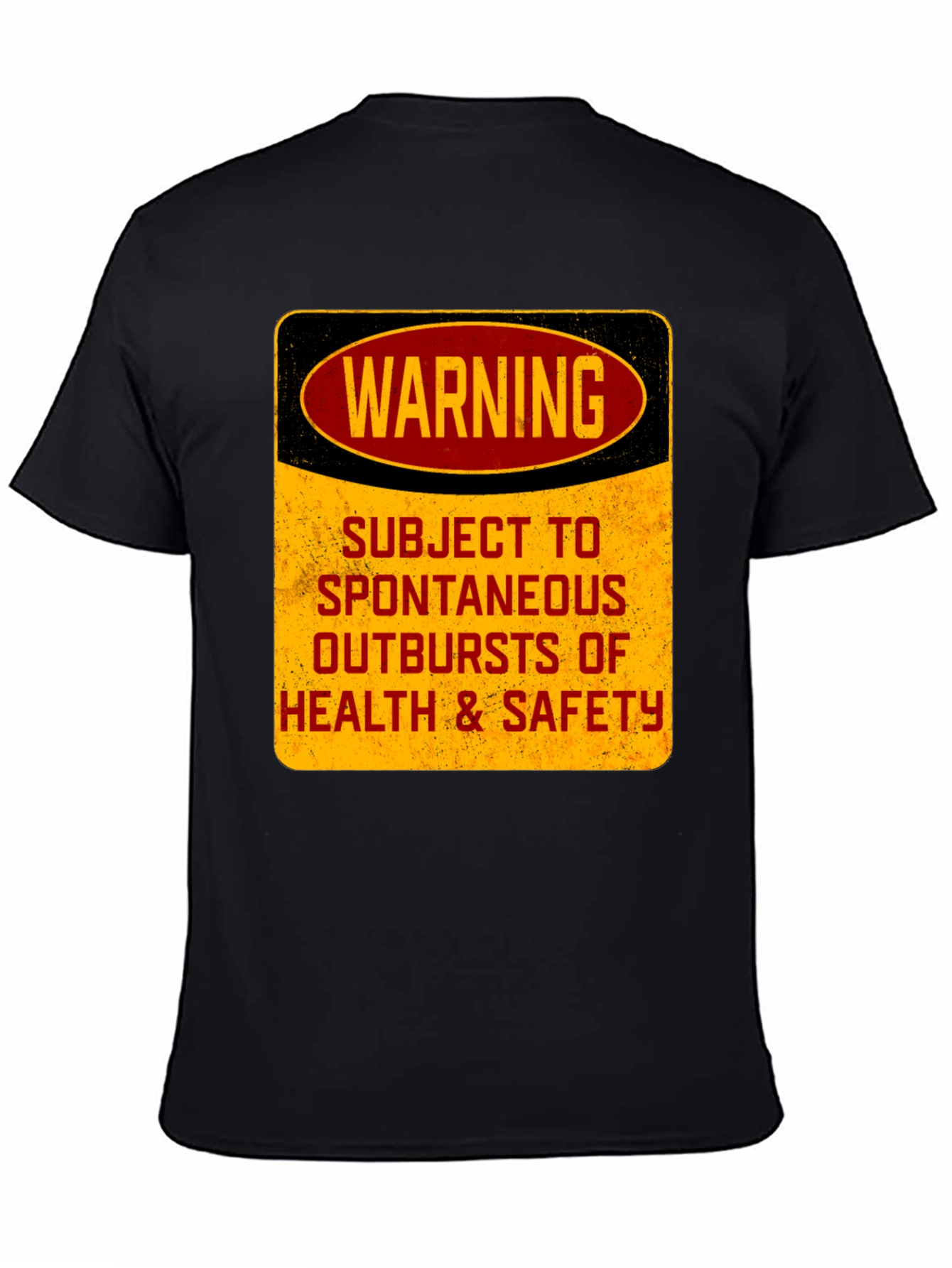 Black Warning: Spontaneous Outbursts T-Shirt - Funny Health & Safety Tee view 4