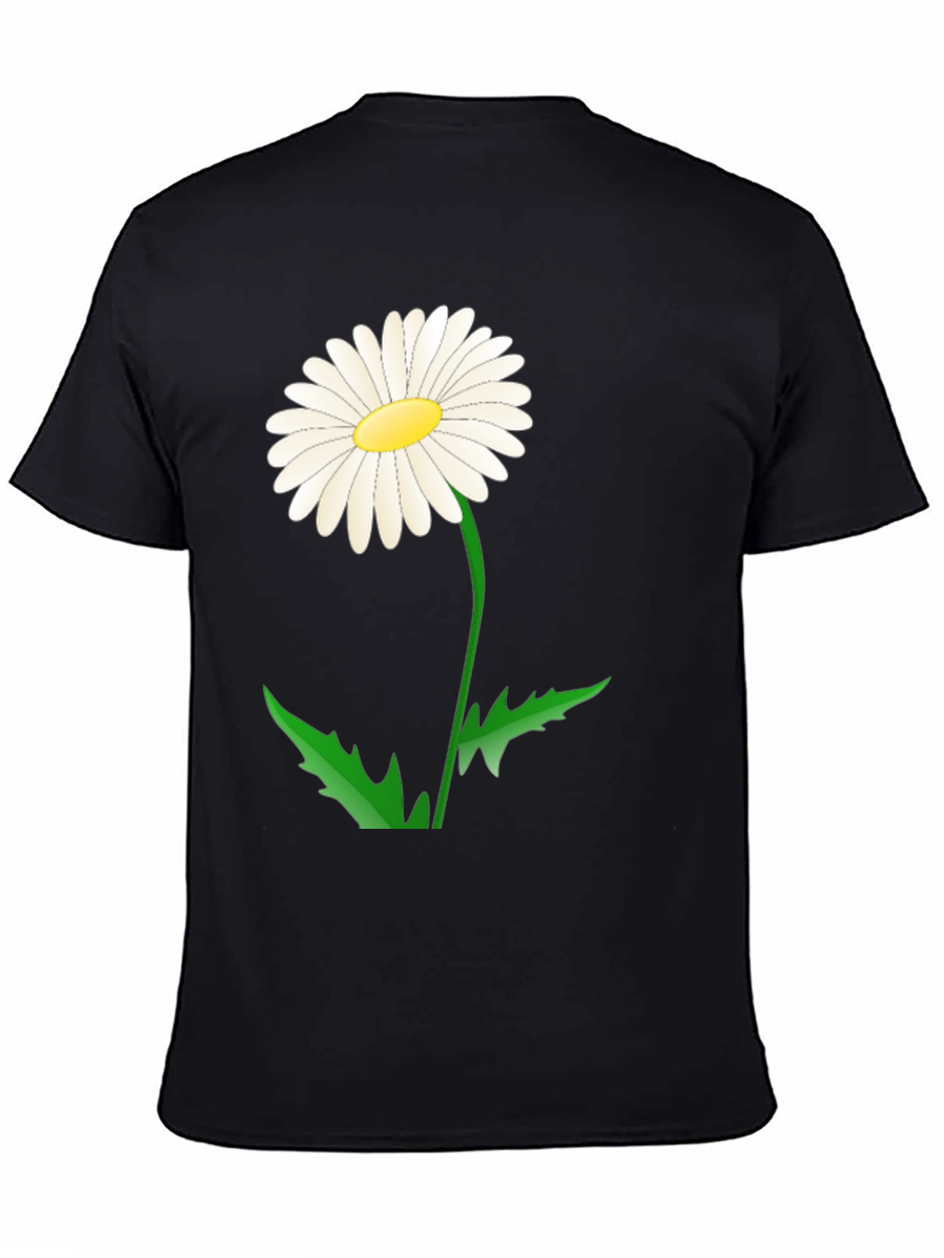 Black Daisy Flower Graphic Tee - Black Cotton Blend view 4