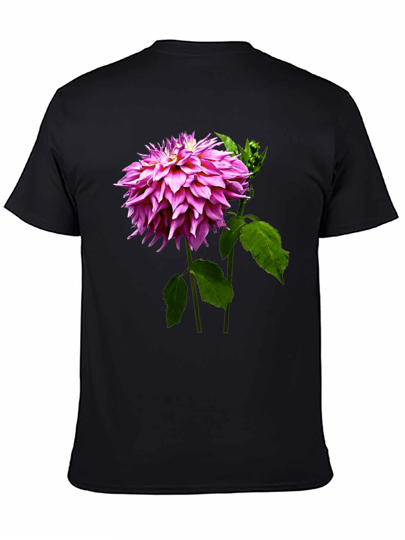 Black Floral Print Tee - Black Cotton Blend T-Shirt view 4