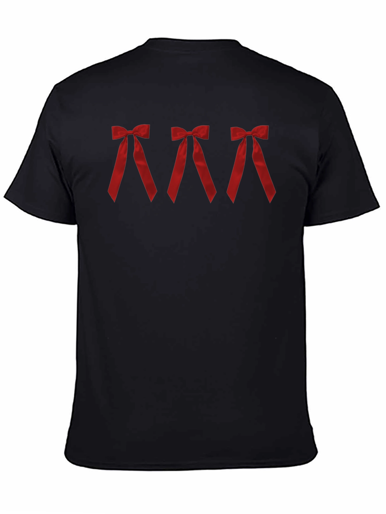 Black Black T-Shirt with Red Ribbon Bow Design view 4