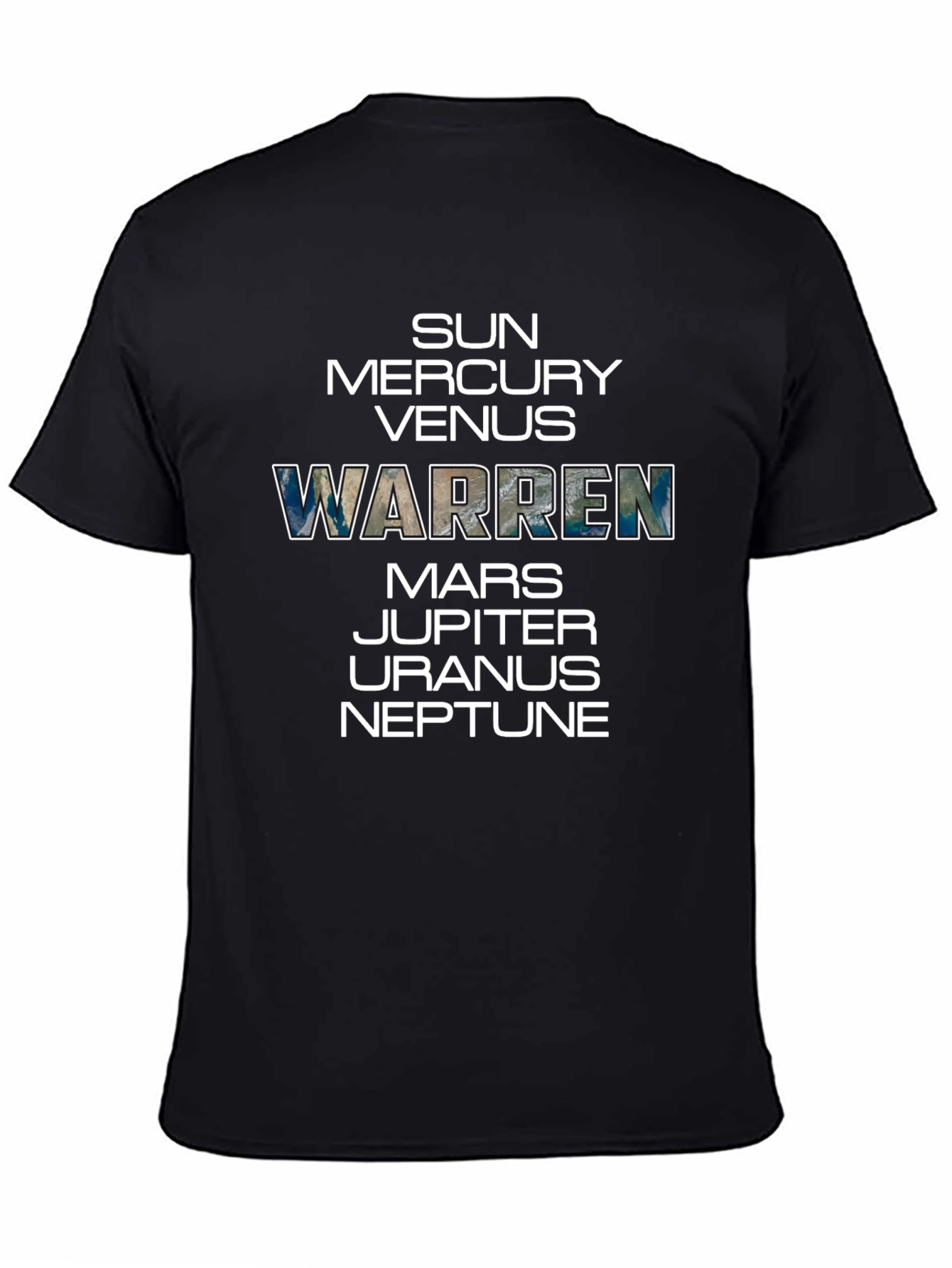 Black Planets List T-Shirt - Warren Name Tee view 4