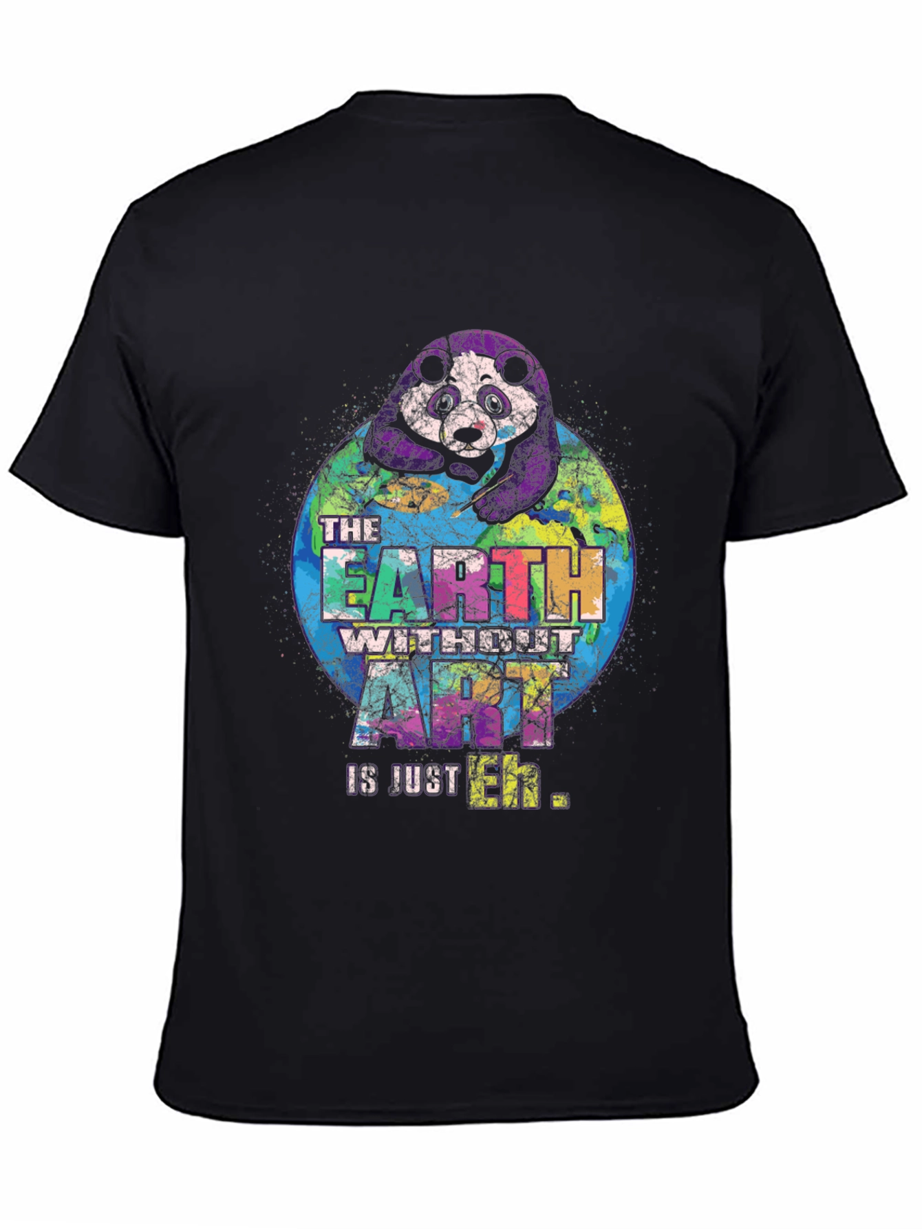 Black Art Lover's Panda Earth Graphic T-Shirt view 4