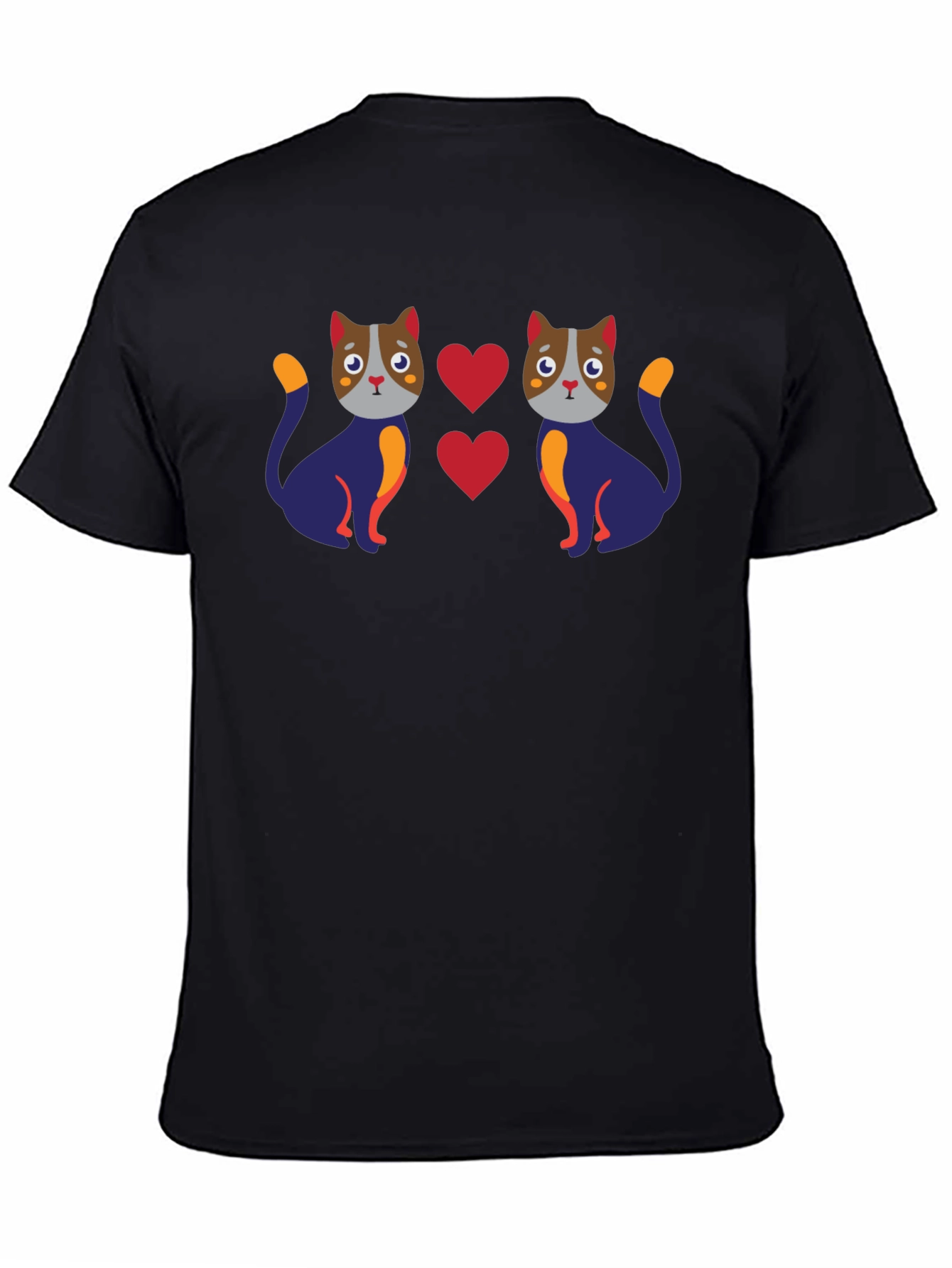 Black Cute Cat Lover Graphic Tee - Black view 4