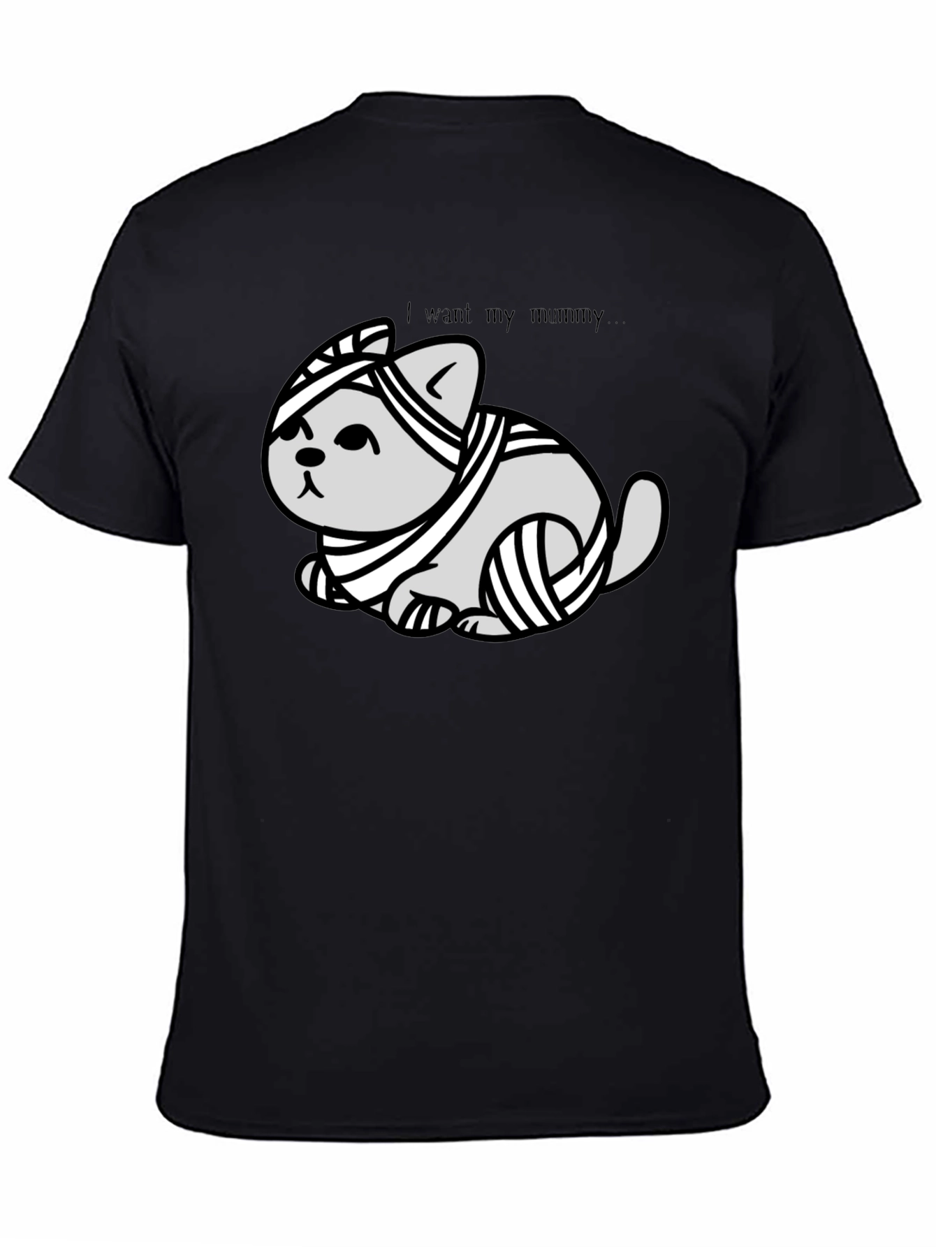 Black Mummy Cat T-Shirt - I Want My Mummy view 4