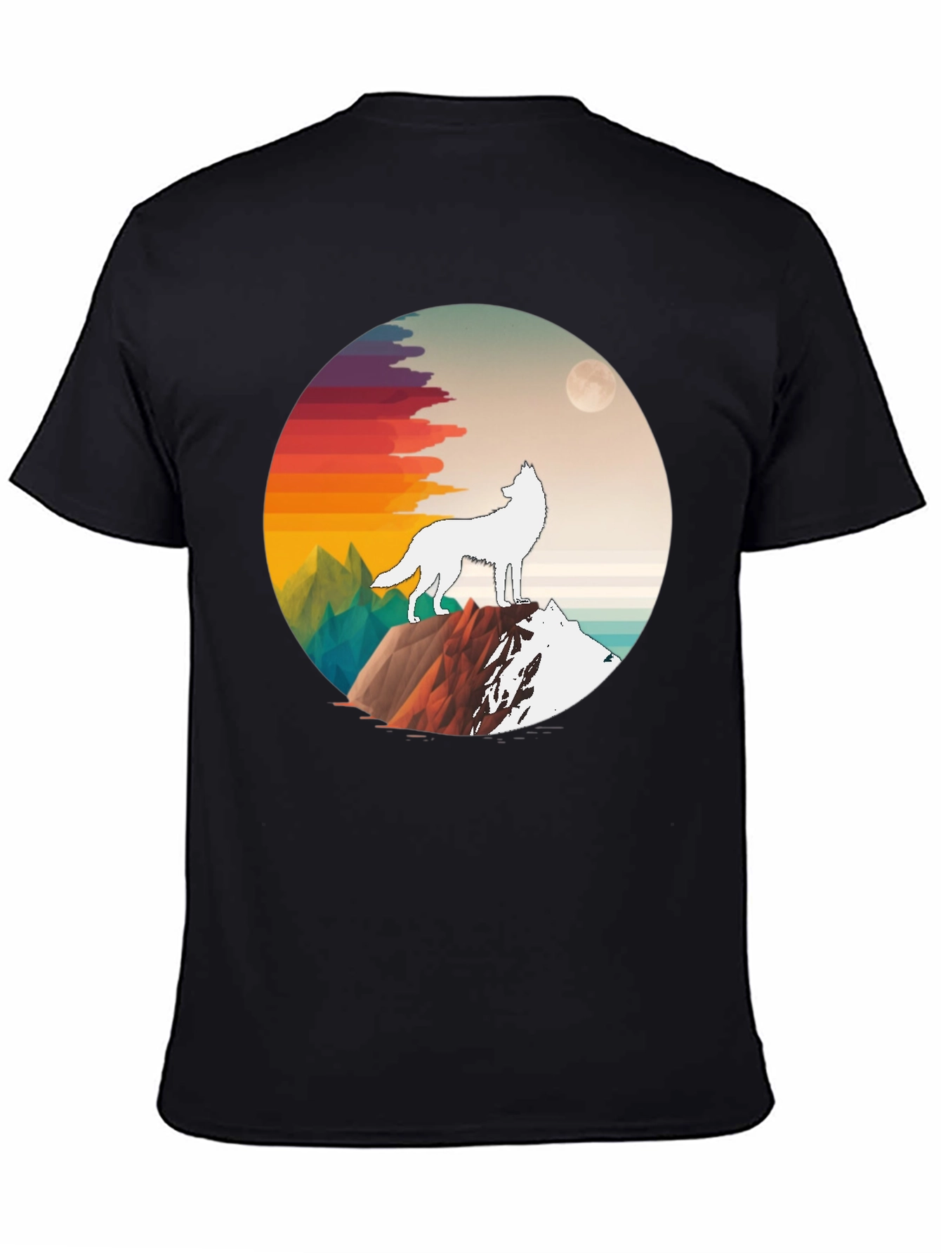 Black Wolf Mountain Graphic Tee - Black Unisex T-Shirt view 4
