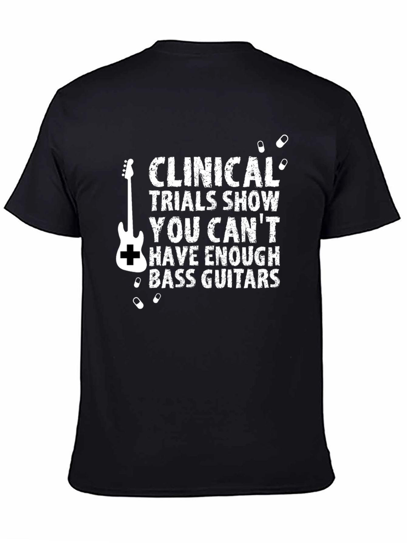 Black Clinical Trials Bass Guitar Graphic Tee view 4