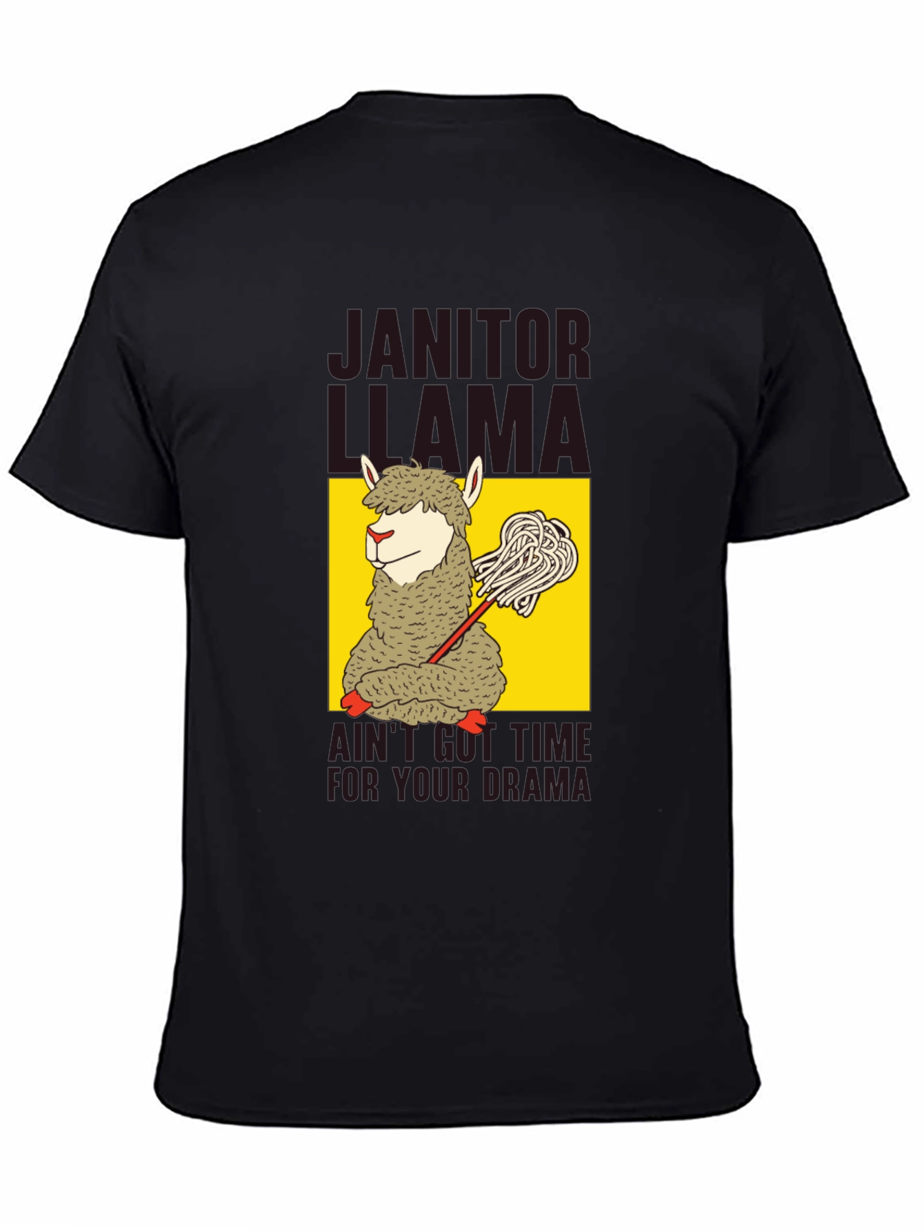 Black Janitor Llama Graphic T-Shirt view 4