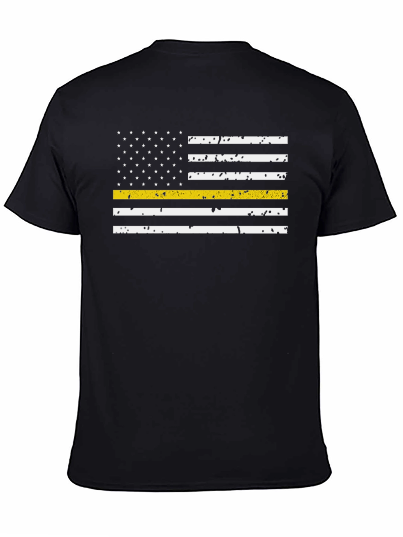 Black Thin Yellow Line Flag T-Shirt view 4