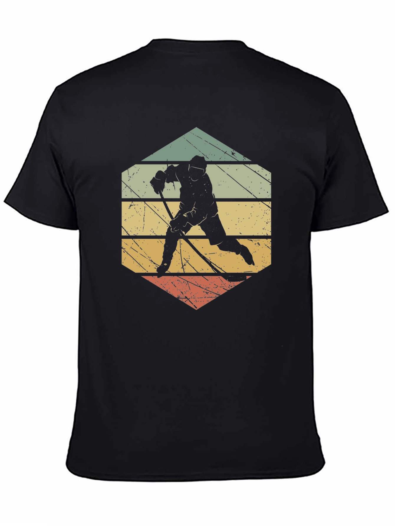 Black Retro Hockey Player Graphic T-Shirt view 4