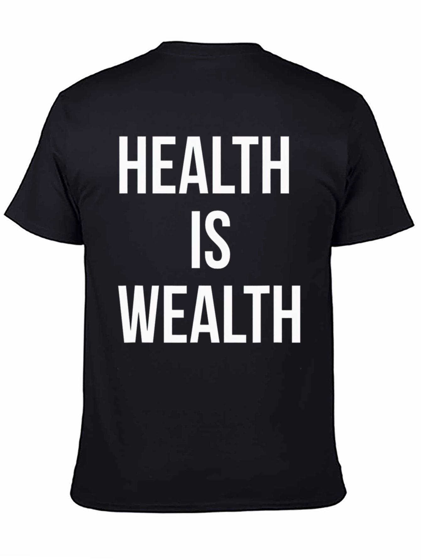Black Health is Wealth Graphic T-Shirt - Black Crew Neck view 4