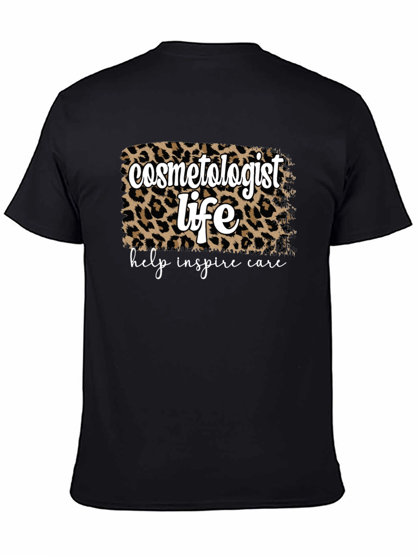 Black Cosmetologist Life Leopard Print T-Shirt view 4