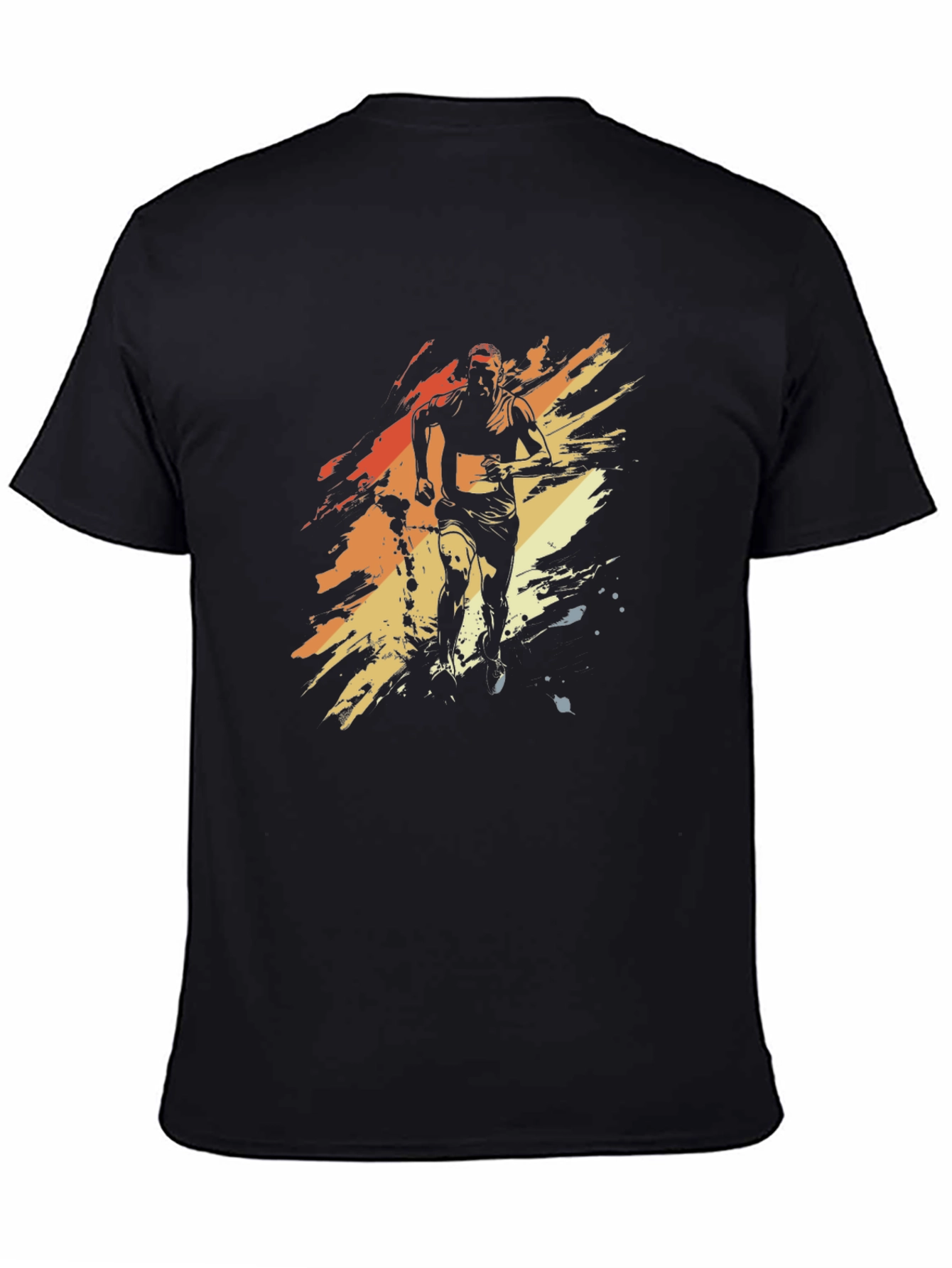 Black Retro Runner Graphic Tee - Black Cotton Blend view 4