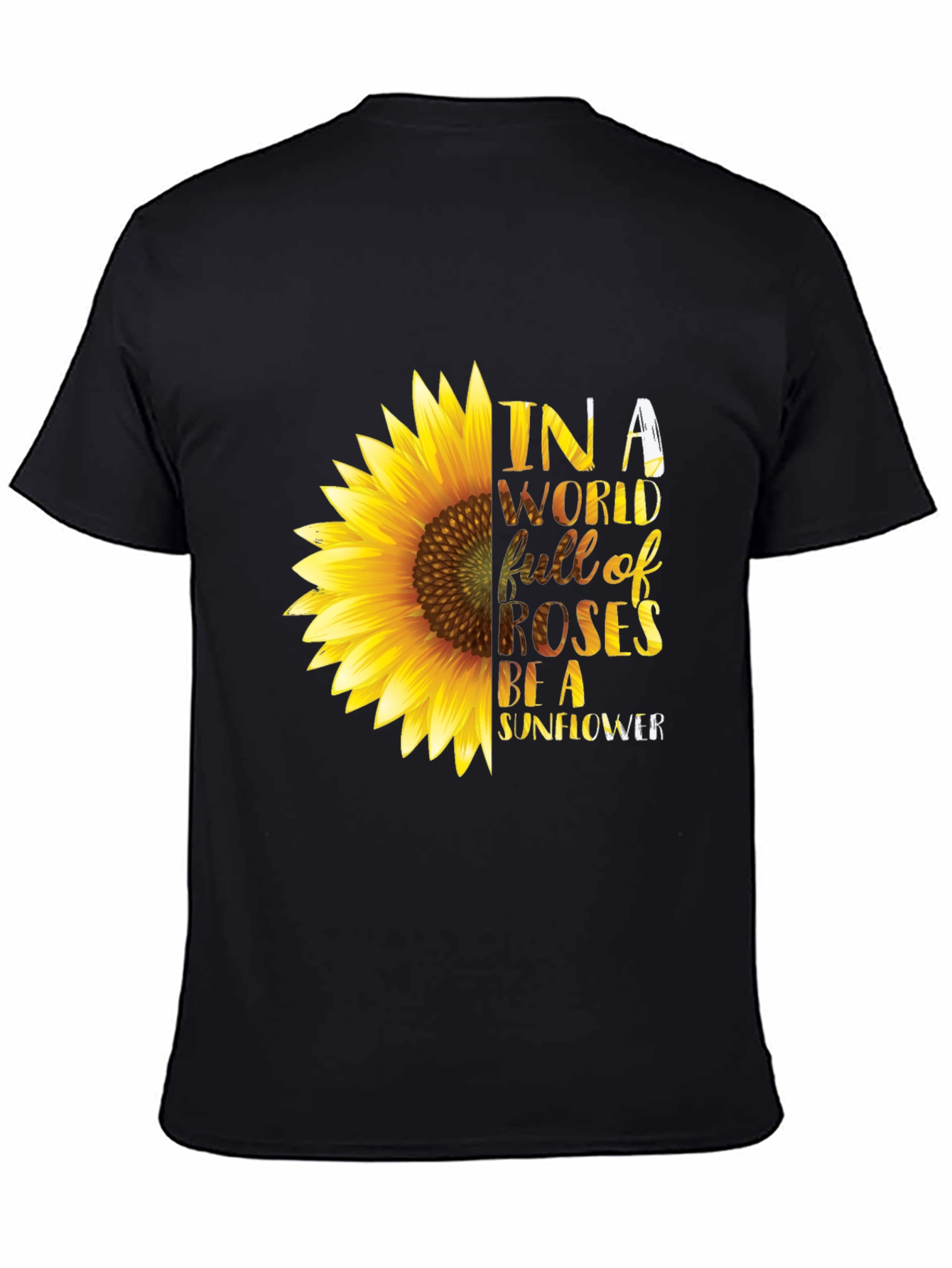 Black Sunflower Graphic T-Shirt - Be a Sunflower Tee view 4