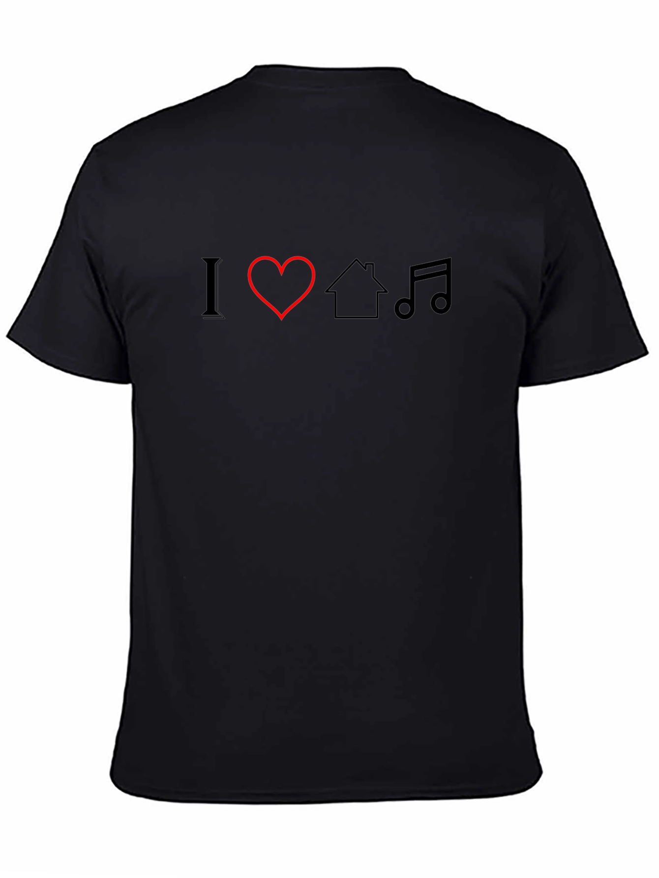 Black I Love House Music T-Shirt - Stylish Graphic Tee view 4