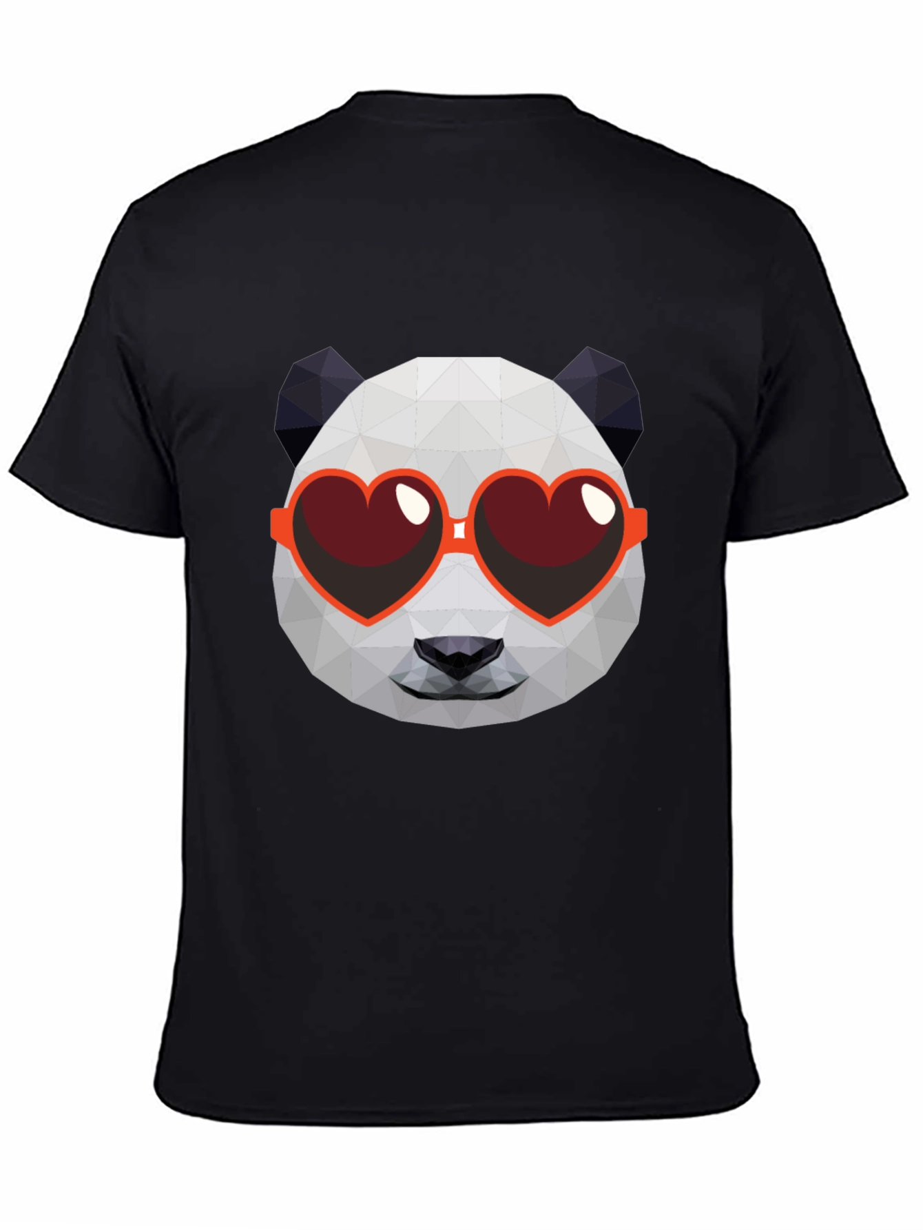 Black Geometric Panda Heart Sunglasses Graphic Tee view 4