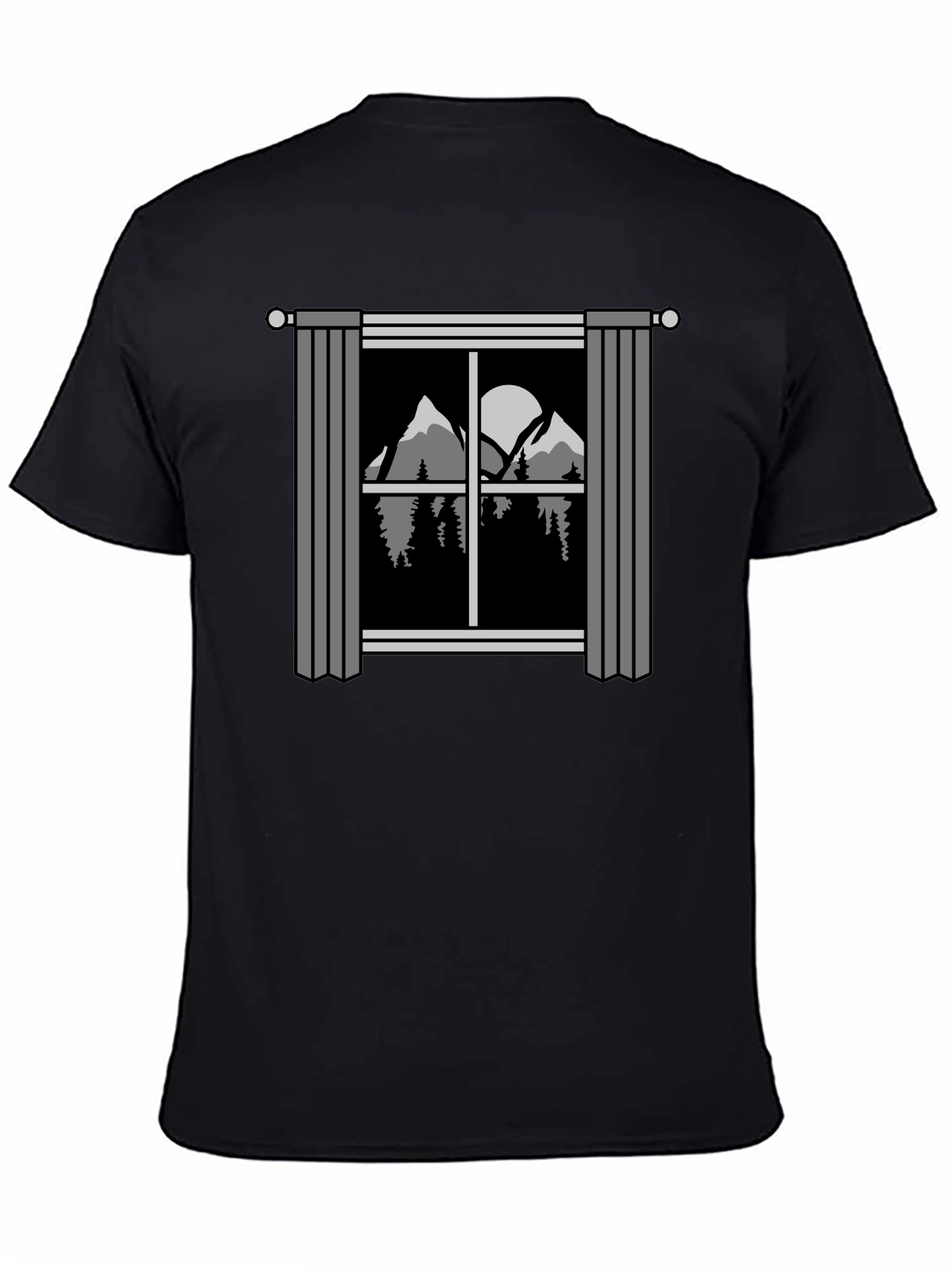 Black Mountain View T-Shirt - Nature Window Graphic Tee view 4