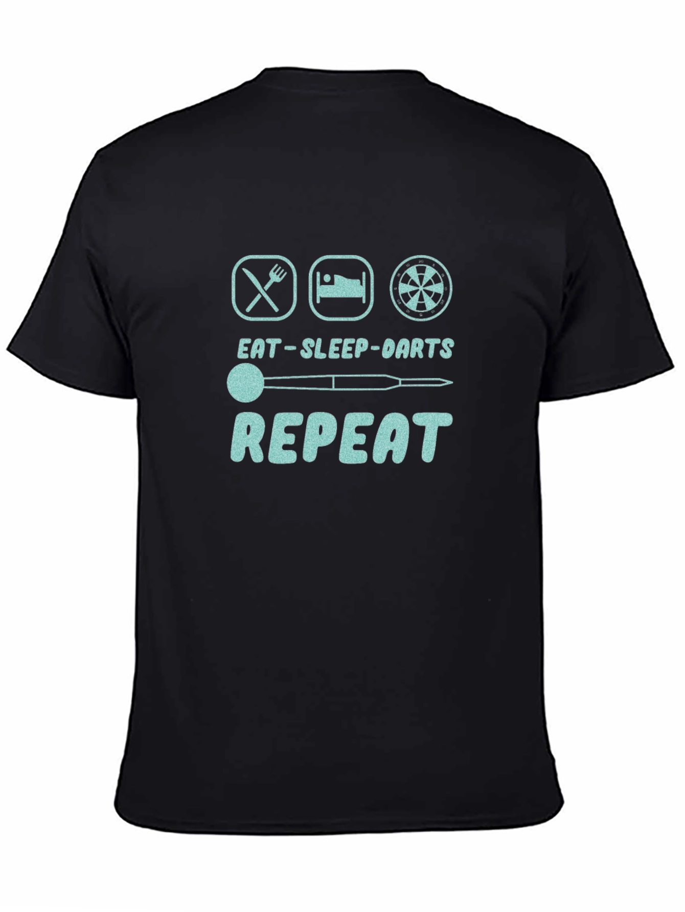 Black Eat Sleep Darts Repeat T-Shirt - Unique Graphic Tee view 4