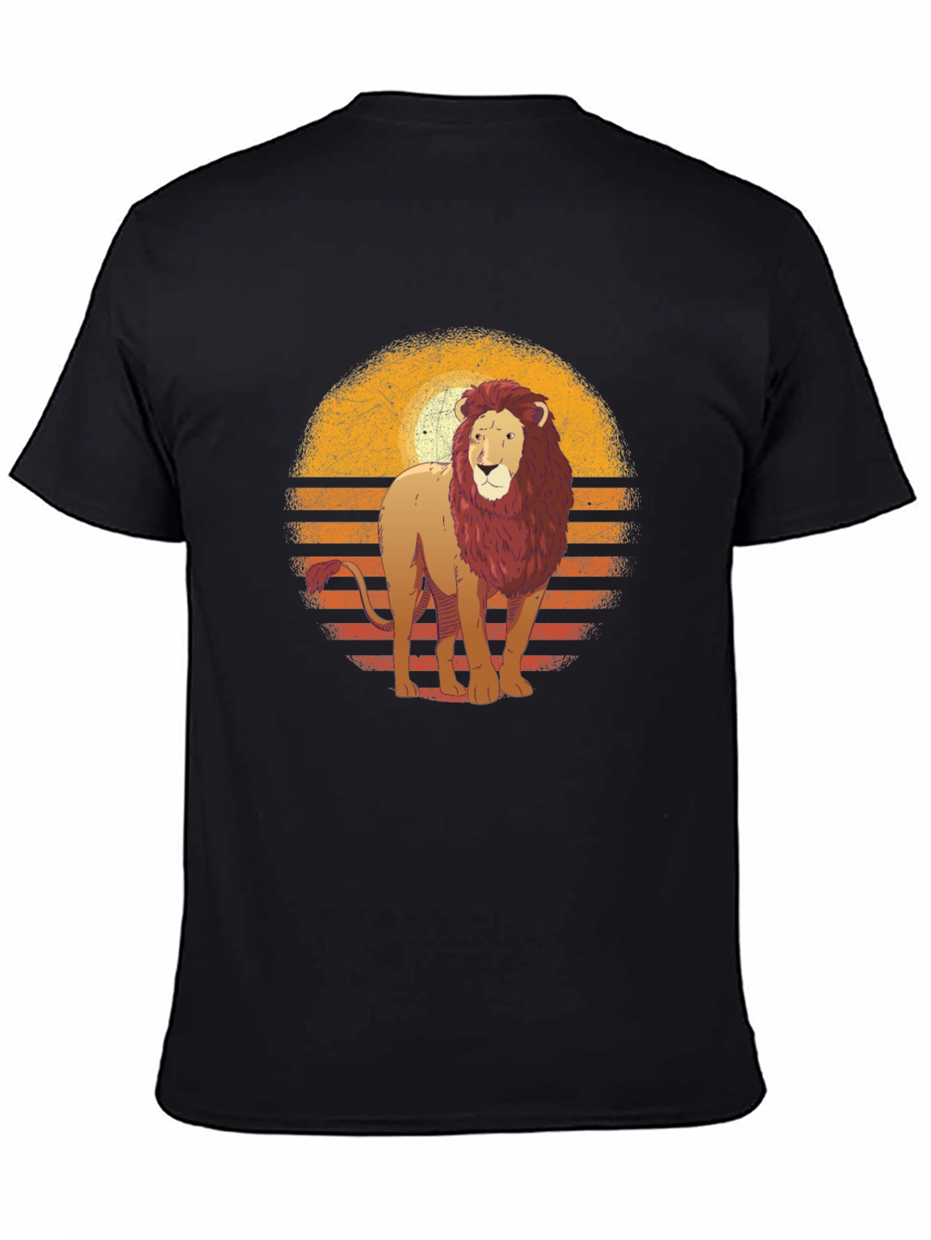 Black Retro Lion Graphic T-Shirt view 4