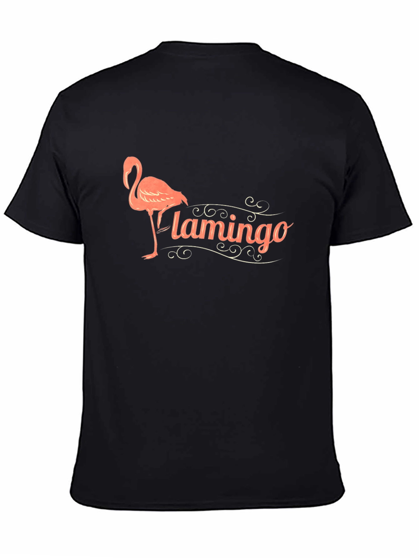 Black Flamingo Graphic Print Black T-Shirt view 4