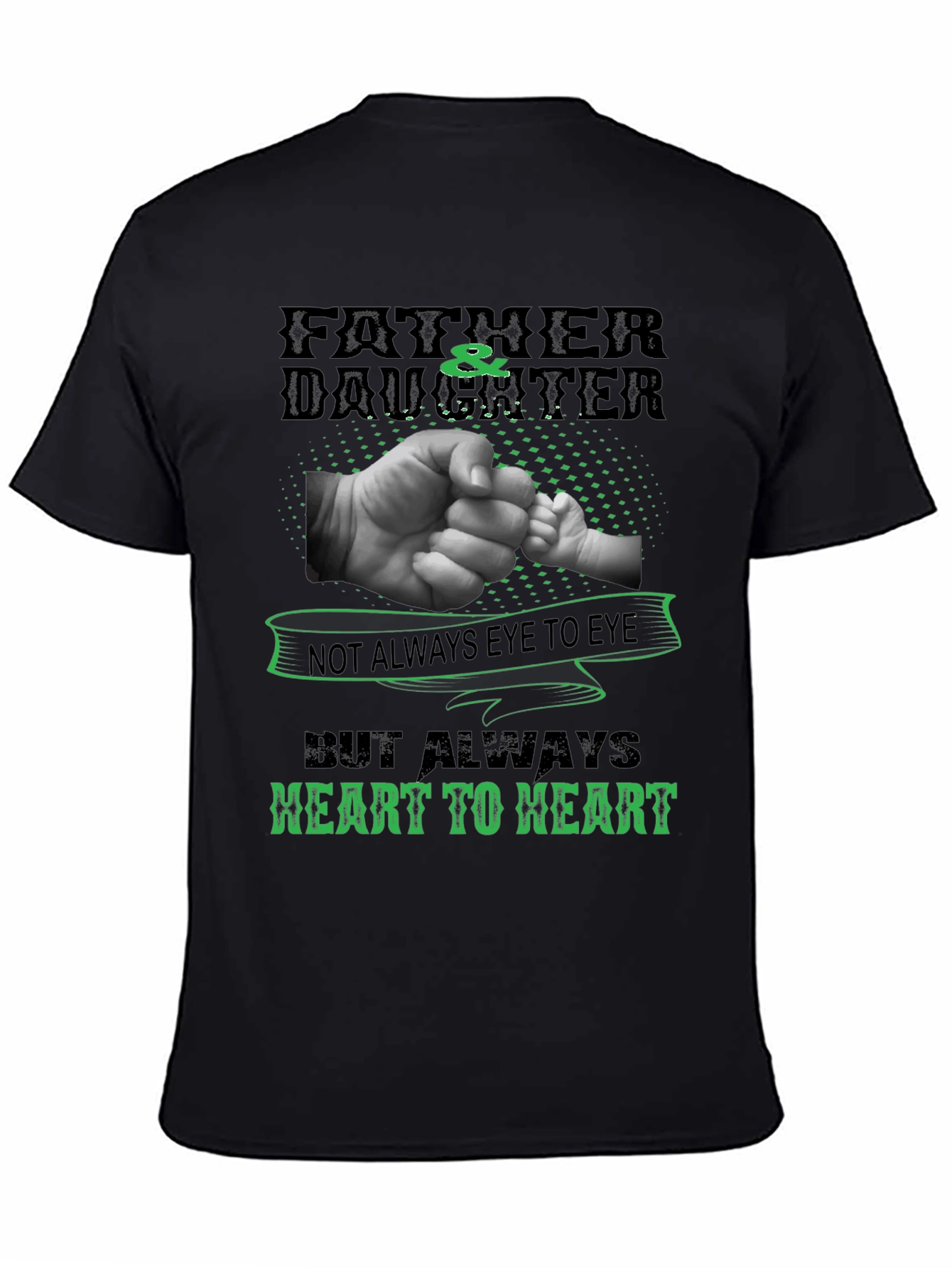 Black Father & Daughter Heart to Heart Black T-Shirt view 4