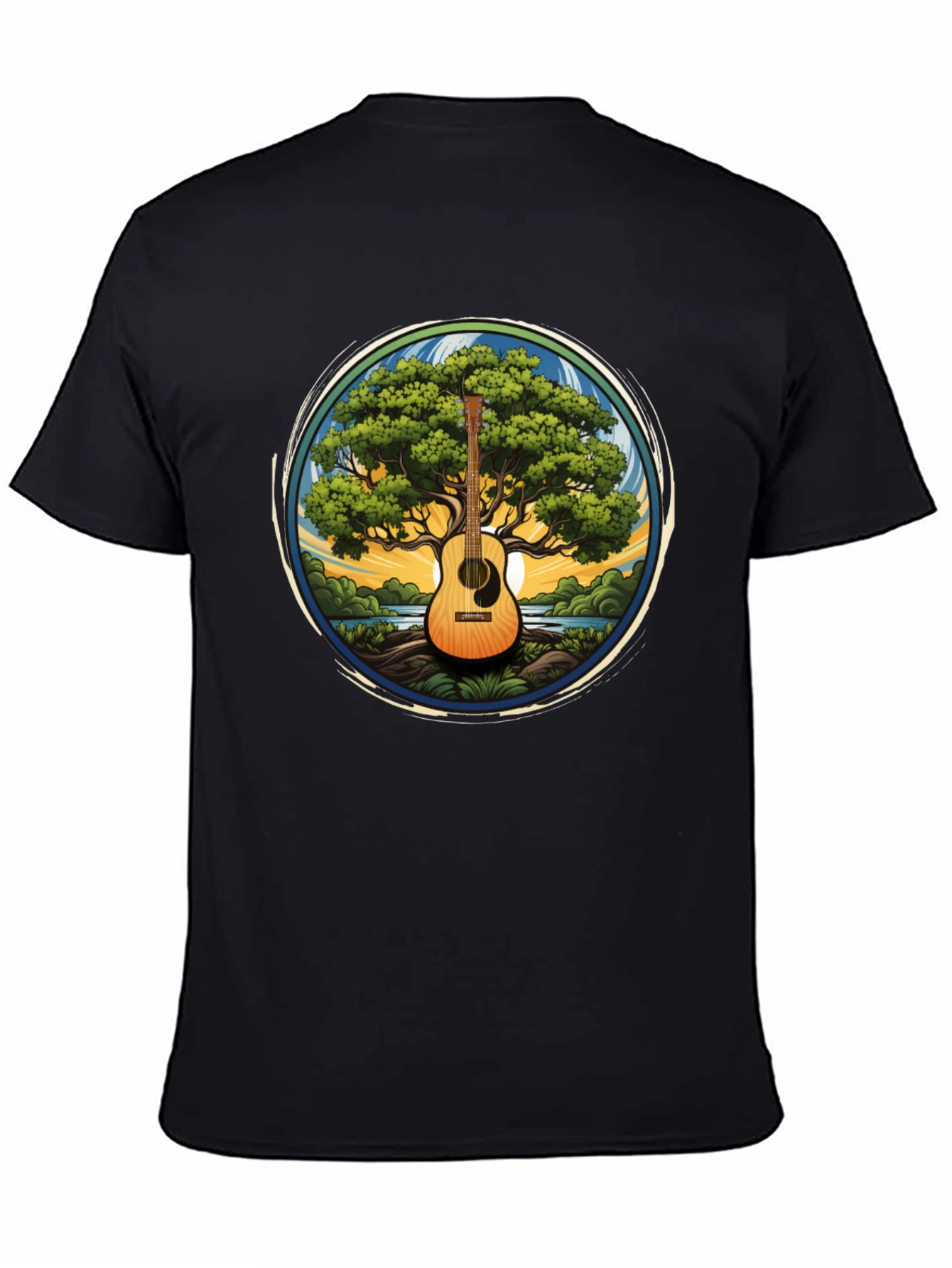Black Guitar Tree Graphic Tee - Music Lover's T-Shirt view 4