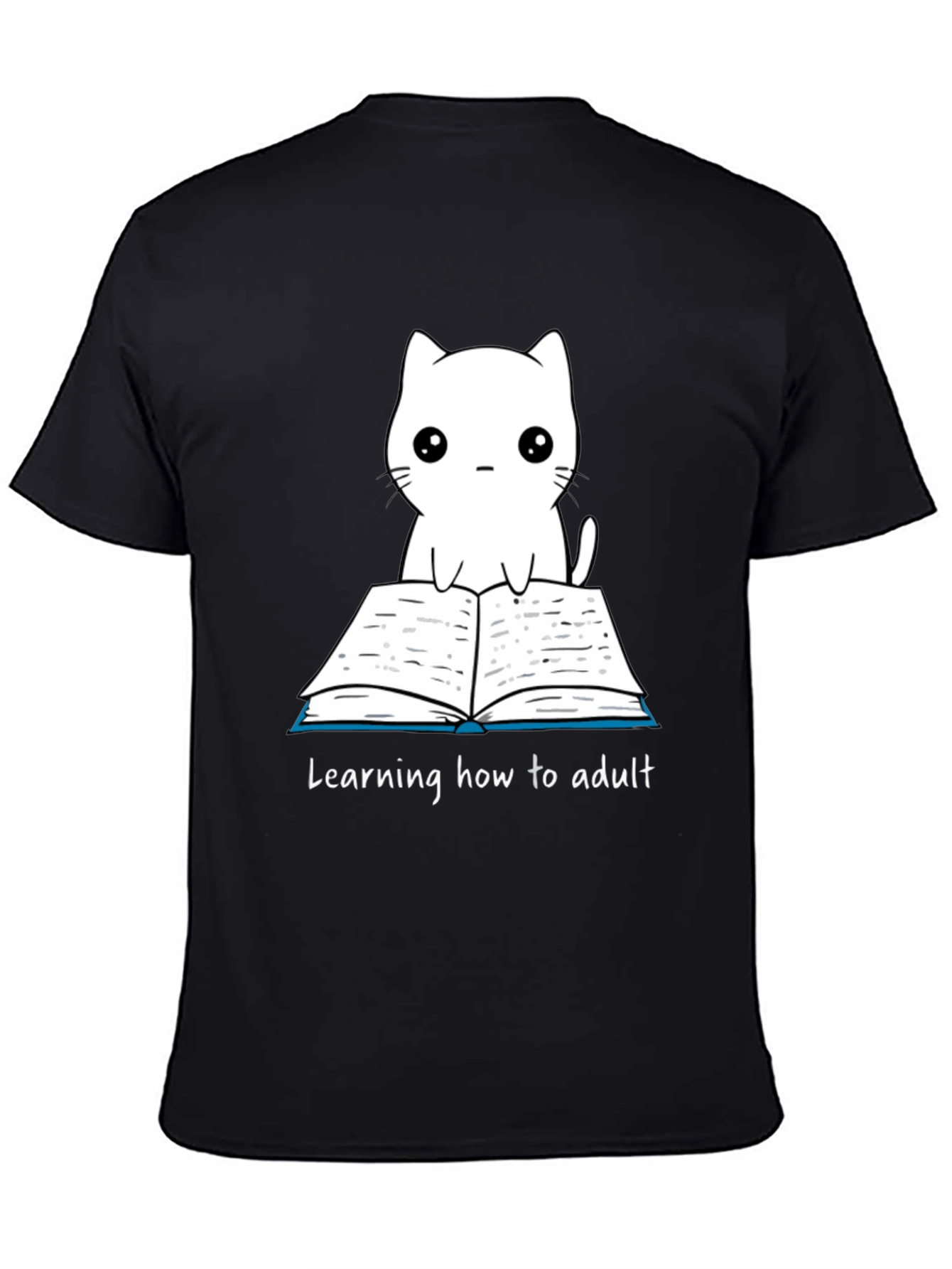 Cute Cat Learning to Adult T-Shirt - 4
