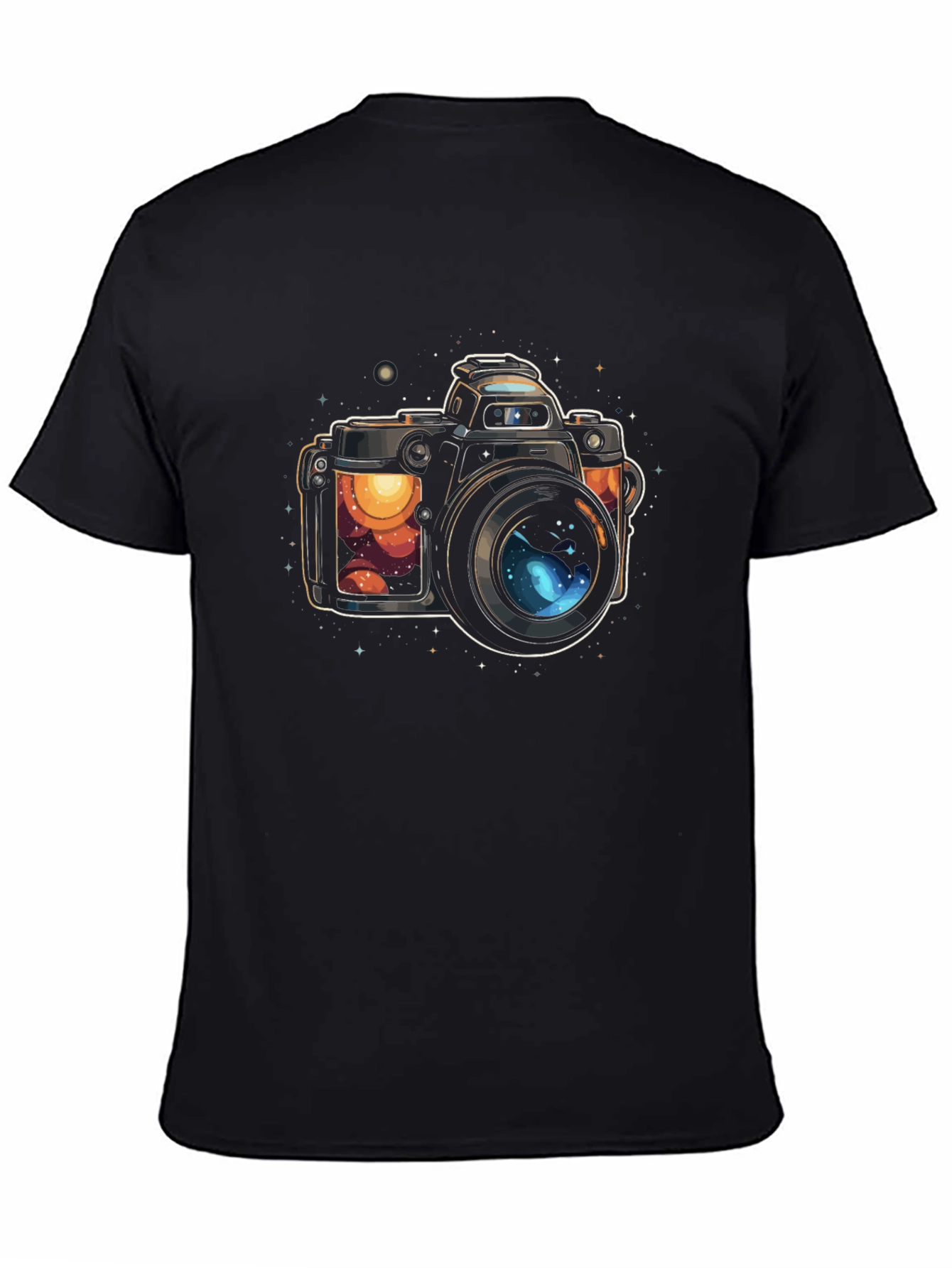 Black Cosmic Camera Graphic T-Shirt view 4