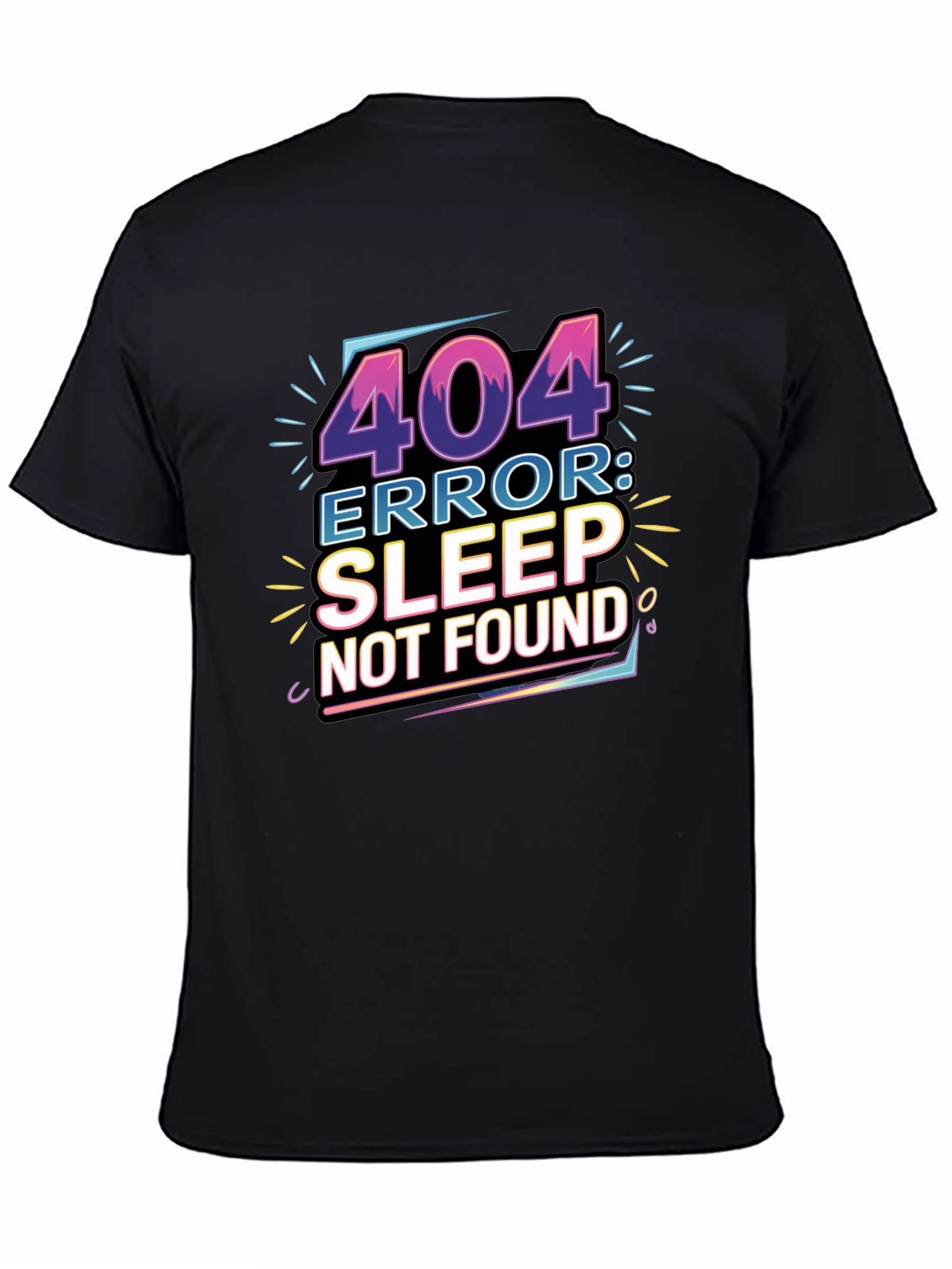 Black 404 Error: Sleep Not Found Graphic Tee view 4