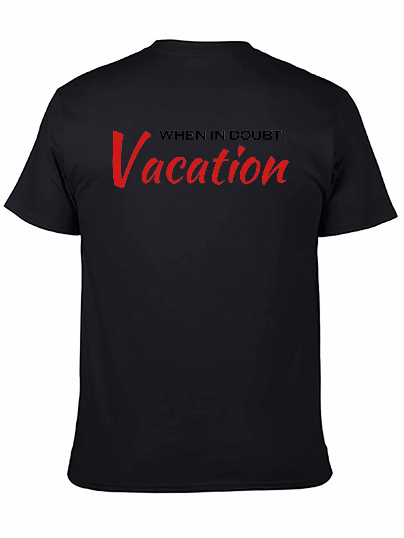 Black Vacation Slogan T-Shirt: Black Crew Neck Tee view 4