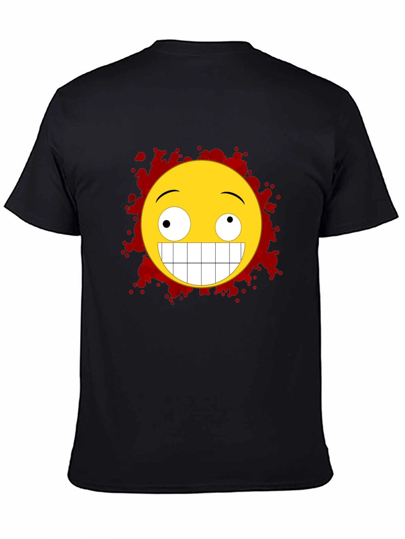 Black Crazy Grin Graphic Tee - Funny Emoji Shirt view 4