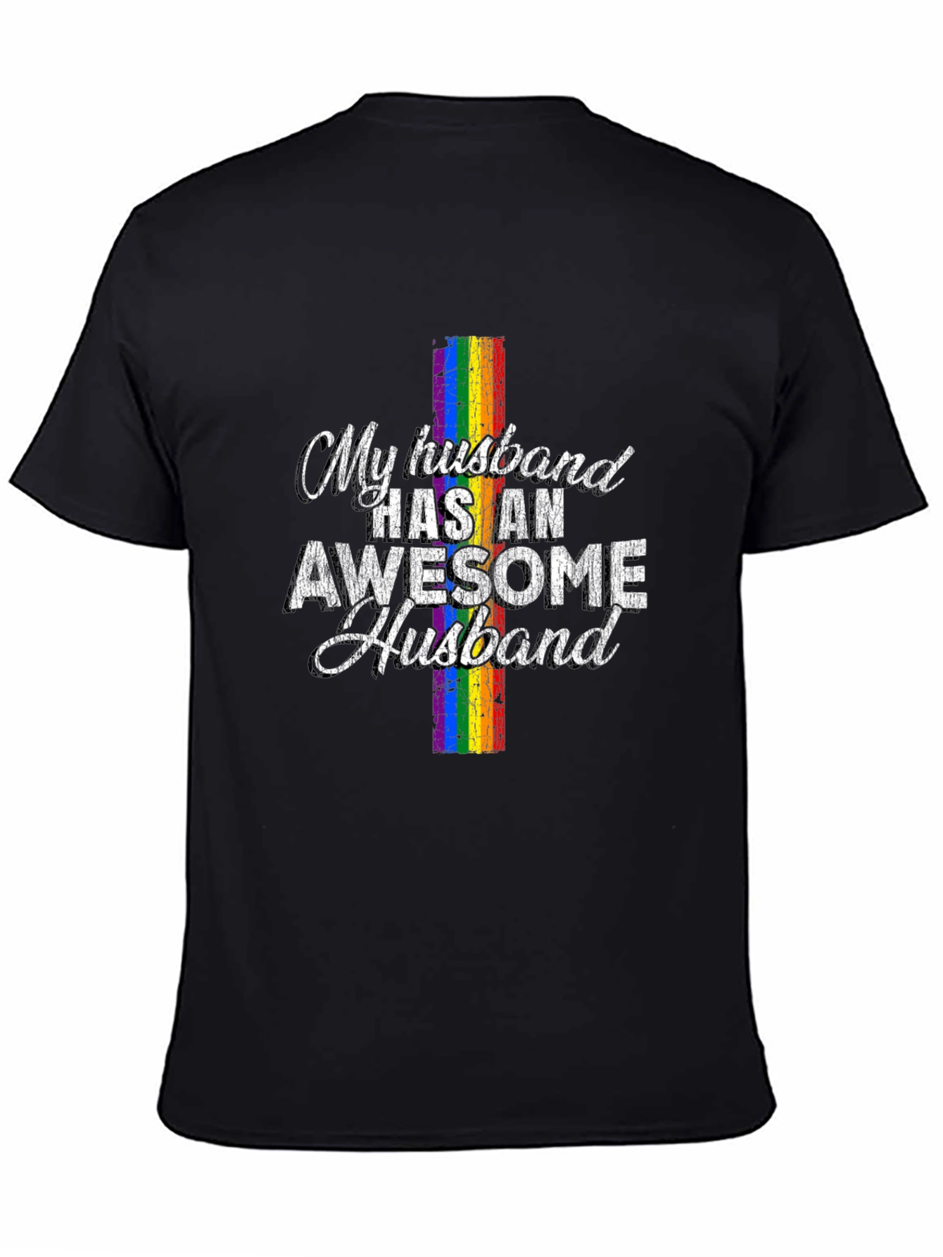 Black Awesome Husband LGBT Pride T-Shirt view 4