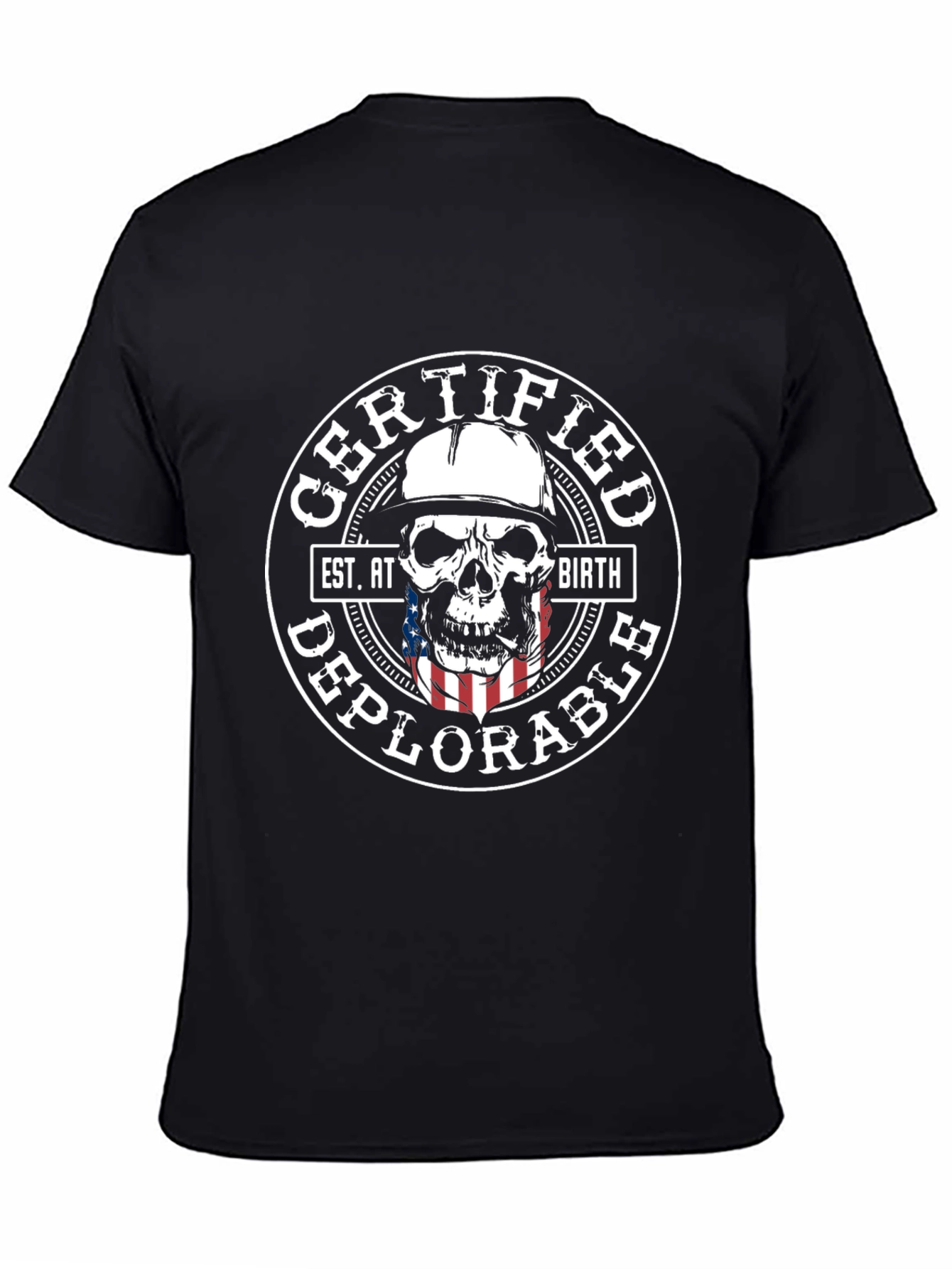 Black Certified Deplorable Skull Graphic T-Shirt view 4