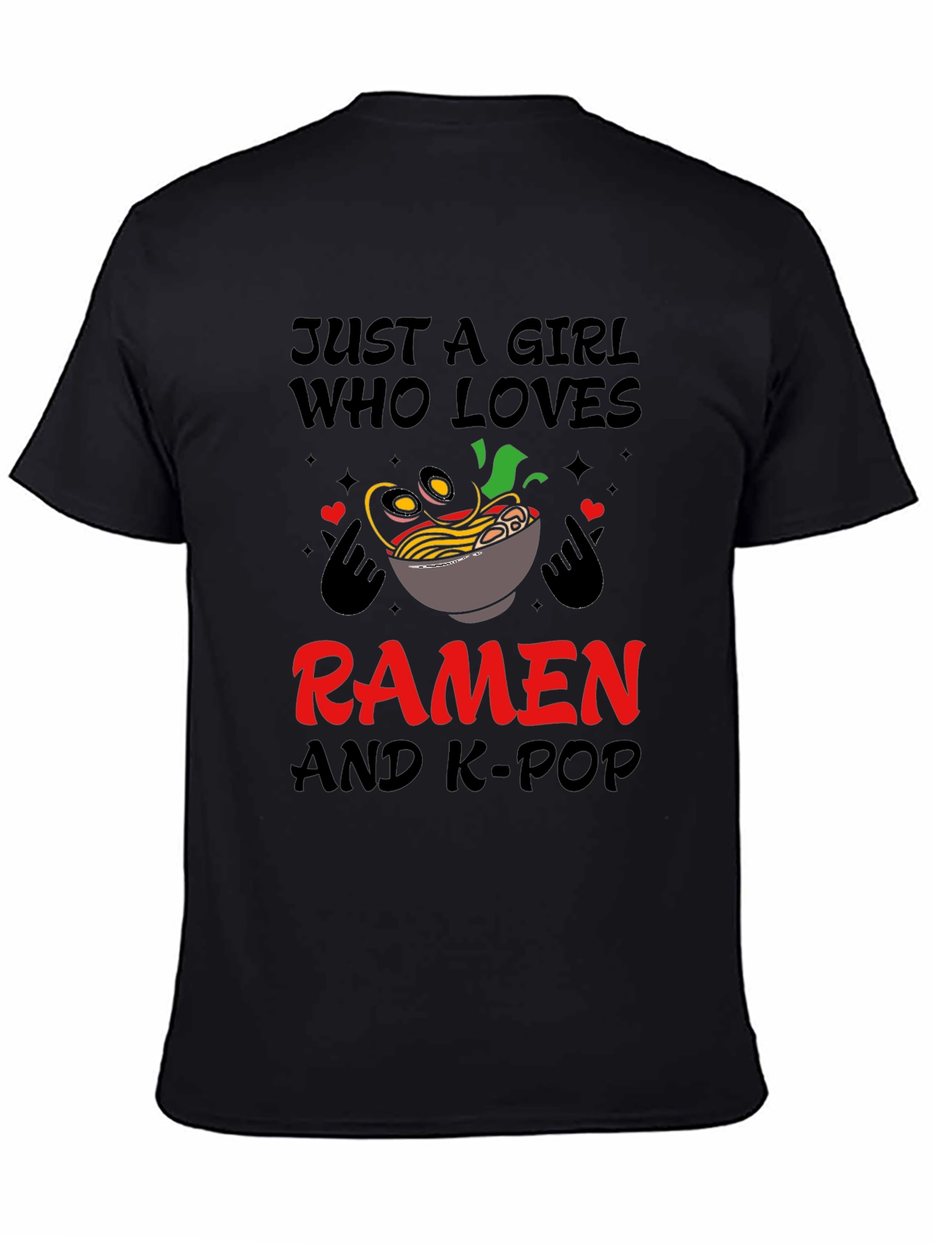 Black Girl Loves Ramen and K-Pop T-Shirt view 4