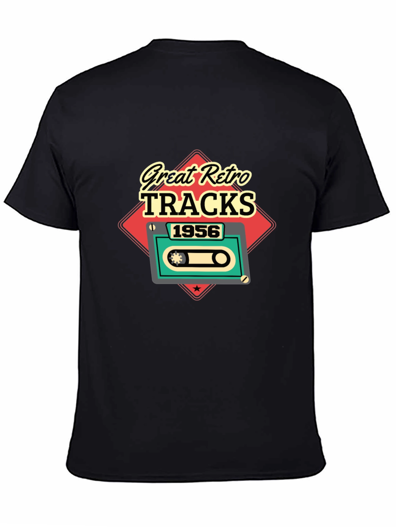 Black Great Retro Tracks 1956 Cassette Tee view 4