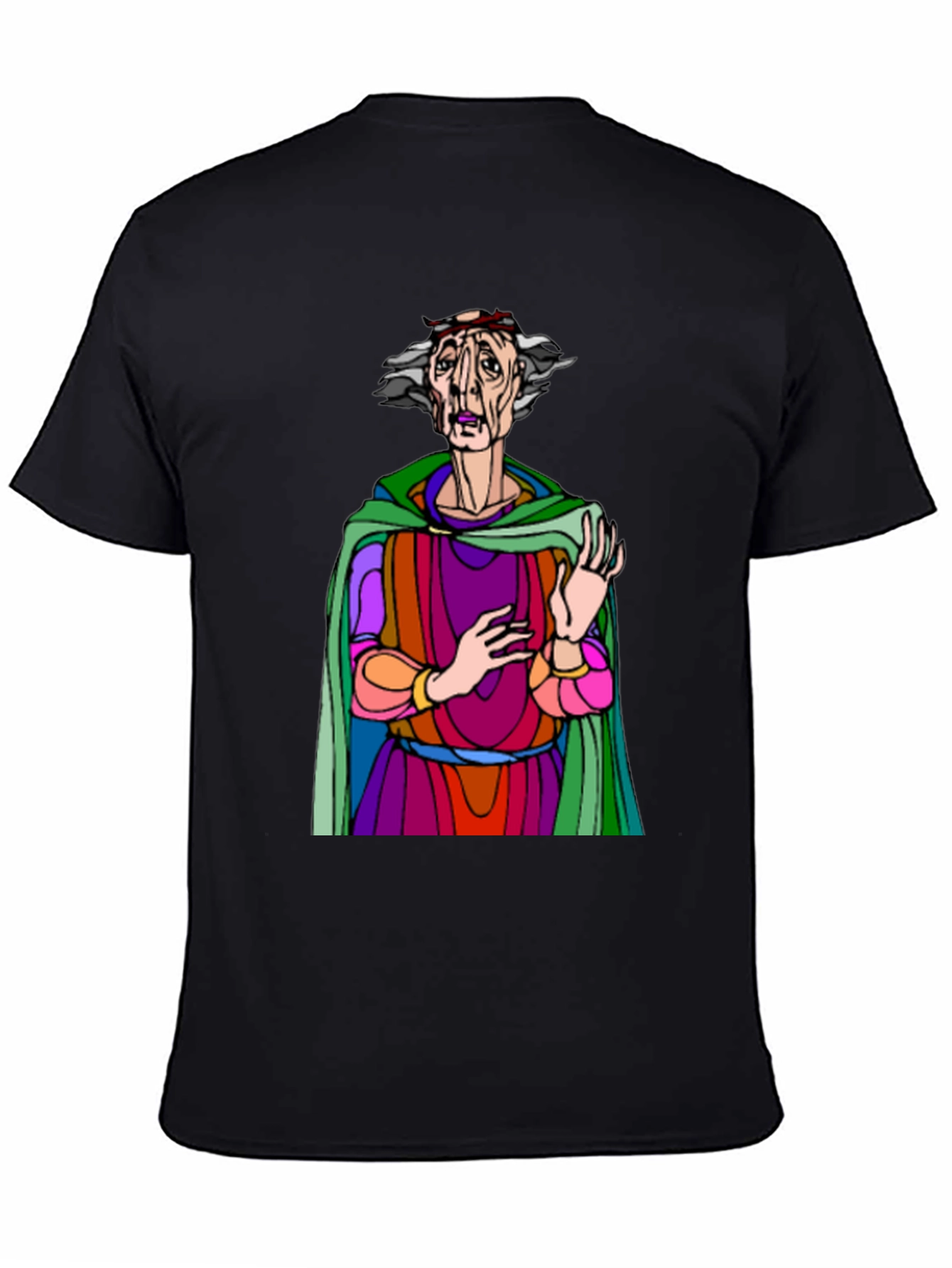 Black Unique Graphic T-Shirt with Artistic Character Design view 4