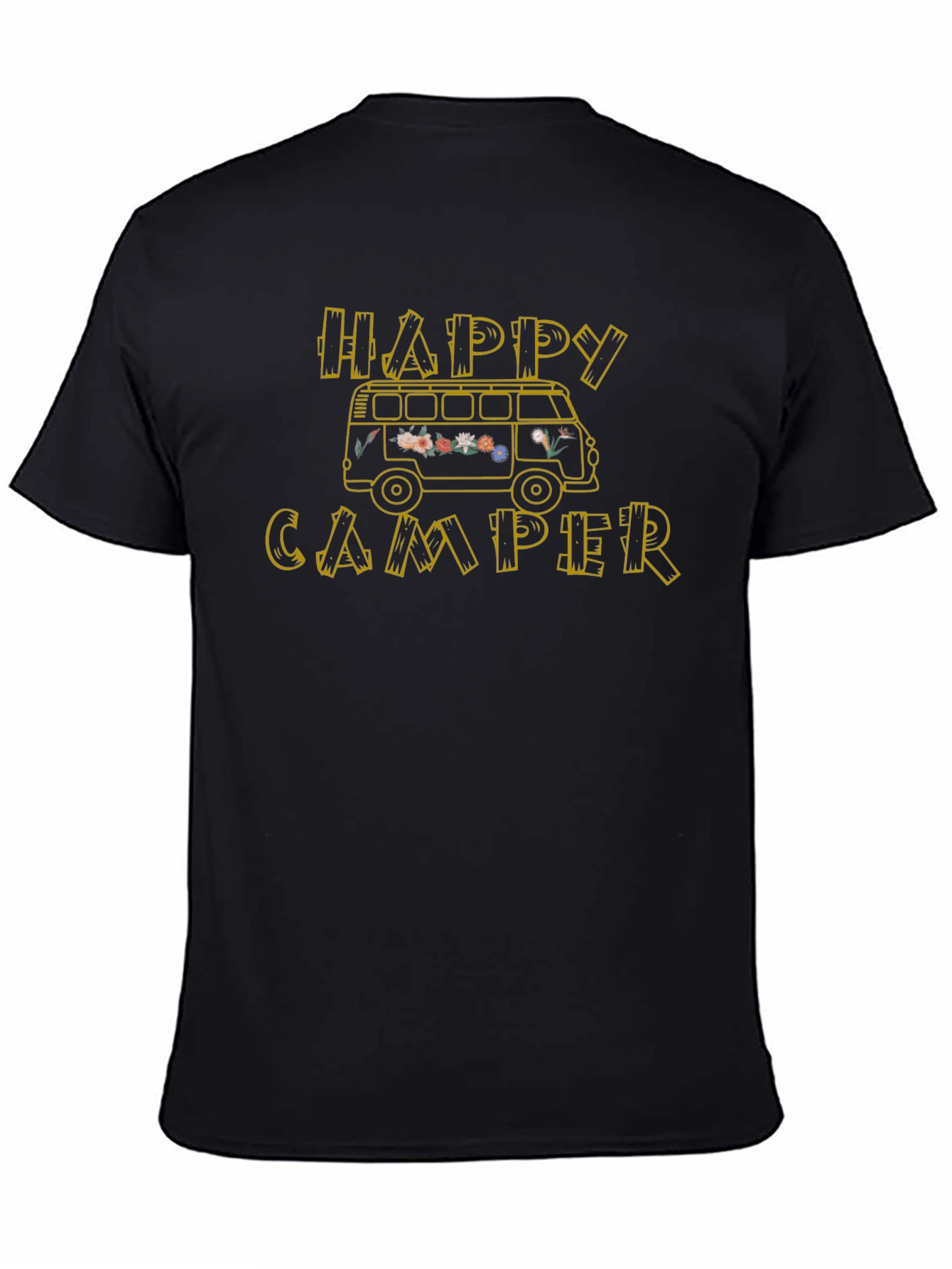 Black Happy Camper Graphic Tee - Retro Style view 4